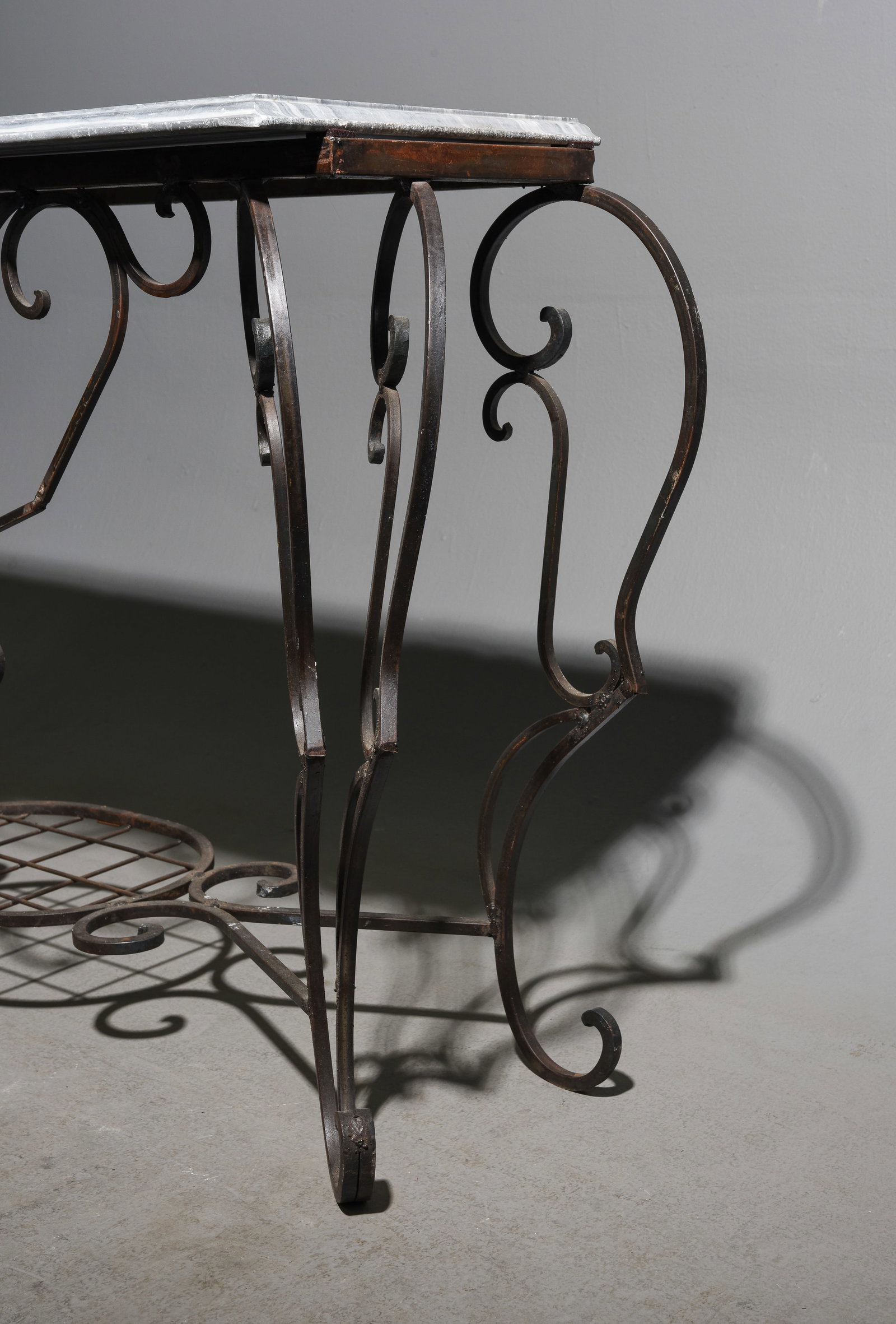 Grey Marble Top Iron Base Console / Table - 4