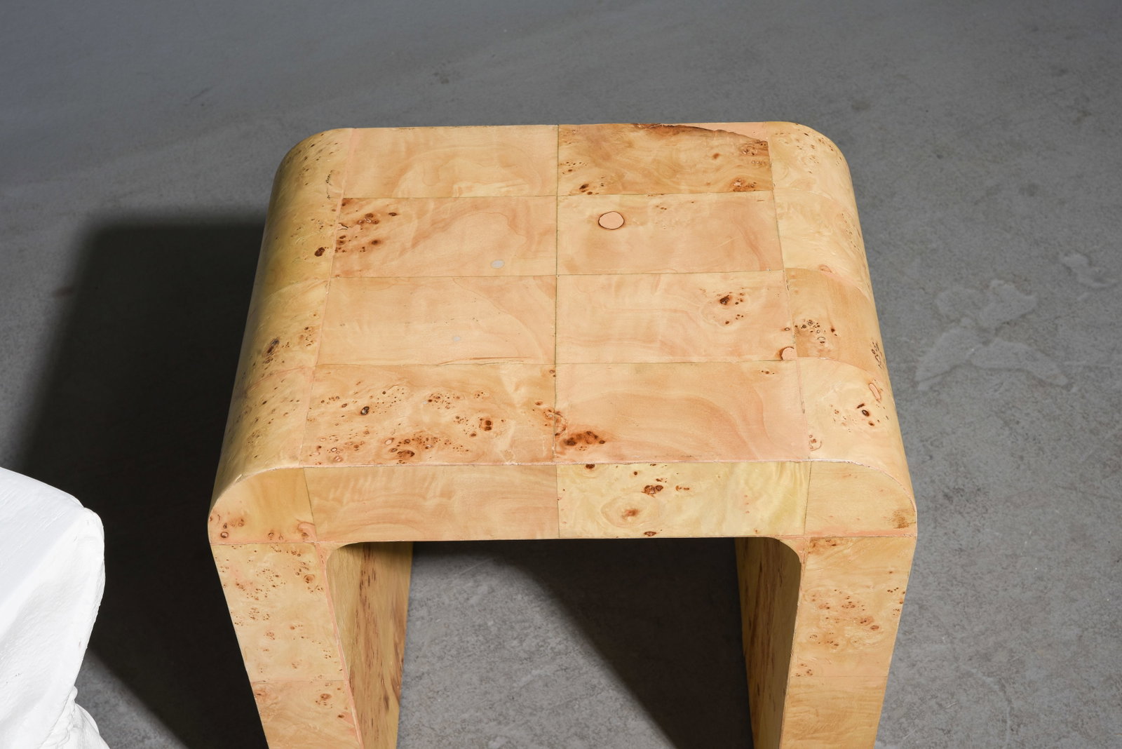 2pcs - Burled Side Table & Plaster Accent Table - 2