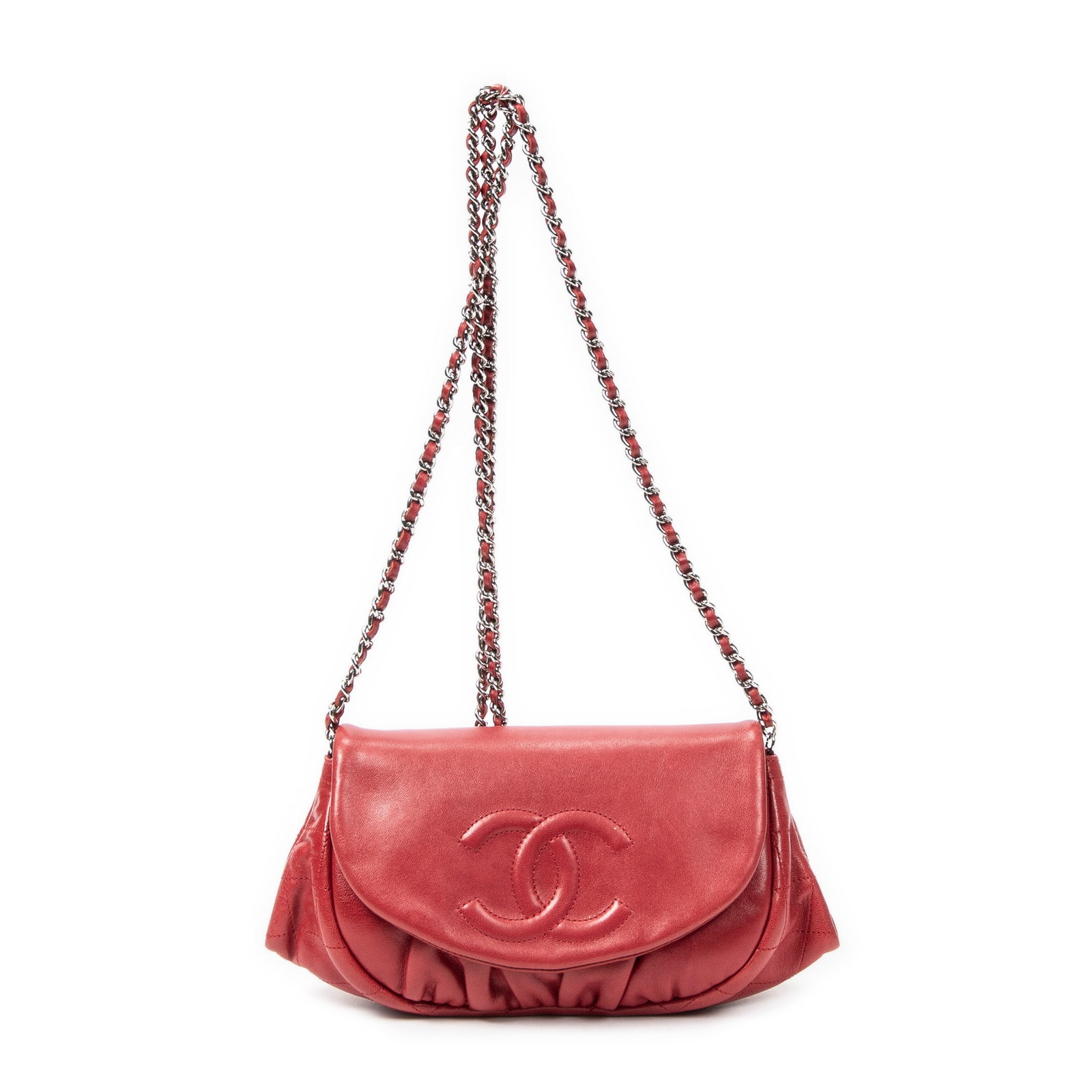 Chanel Half Moon Wallet On Chain in Red Lambskin (1 of 10)