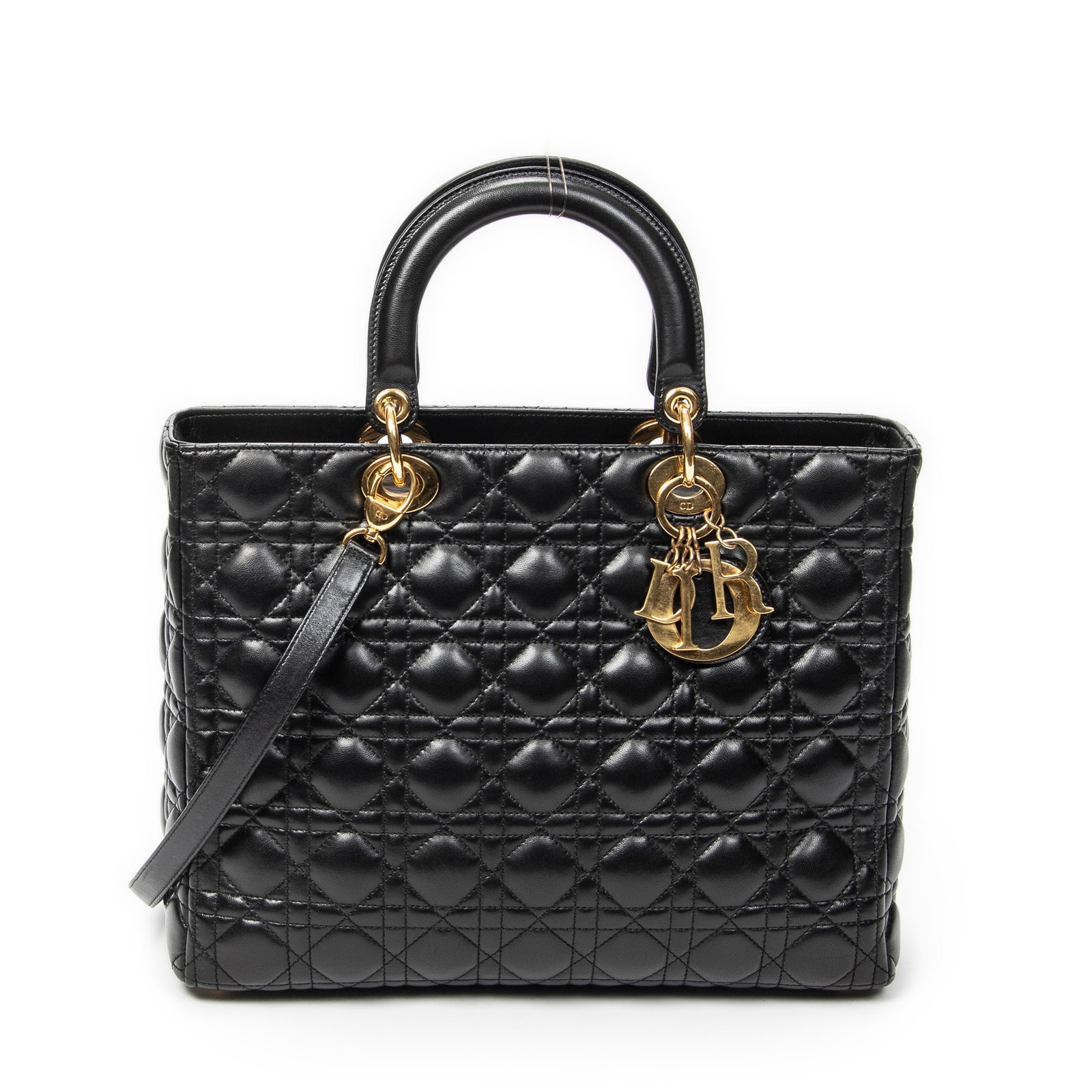 Dior Large Lady Dior Zip in Black Cannage Lambskin: Genuine Pre-Owned Dior Large Lady Dior Zip in Black Cannage Lambskin Leather made in France in AA condition. Date Code is 01-MA-1100 Measurements: 32*25*11cm (Length * Height * Width). This lot includ