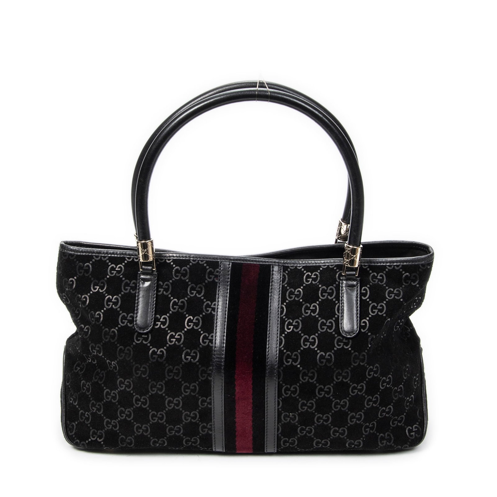 Gucci Web Open Tote in Black Guccissima Suede Leather (1 of 10)