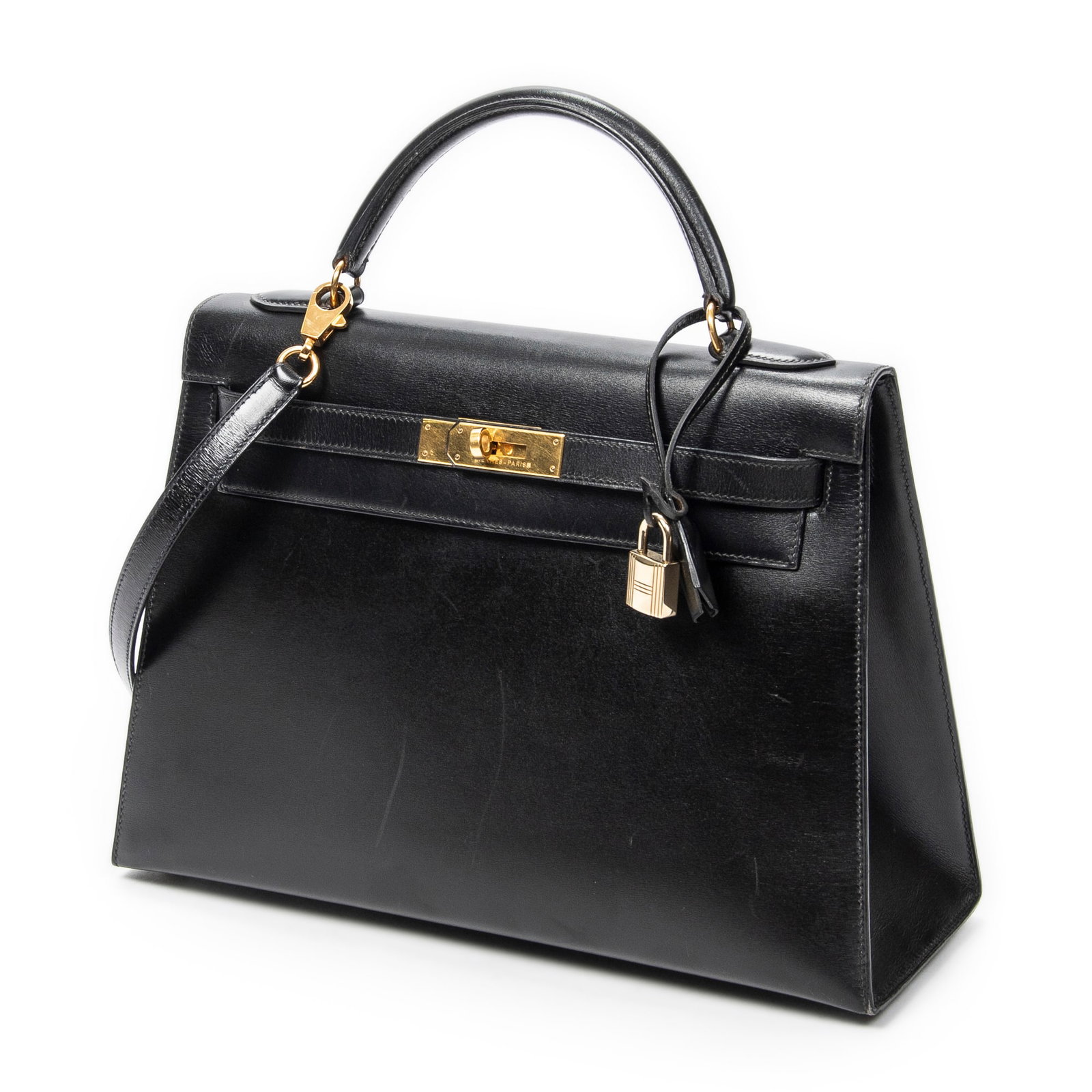 Hermes Kelly Sellier 32 in Black Box Leather - 2