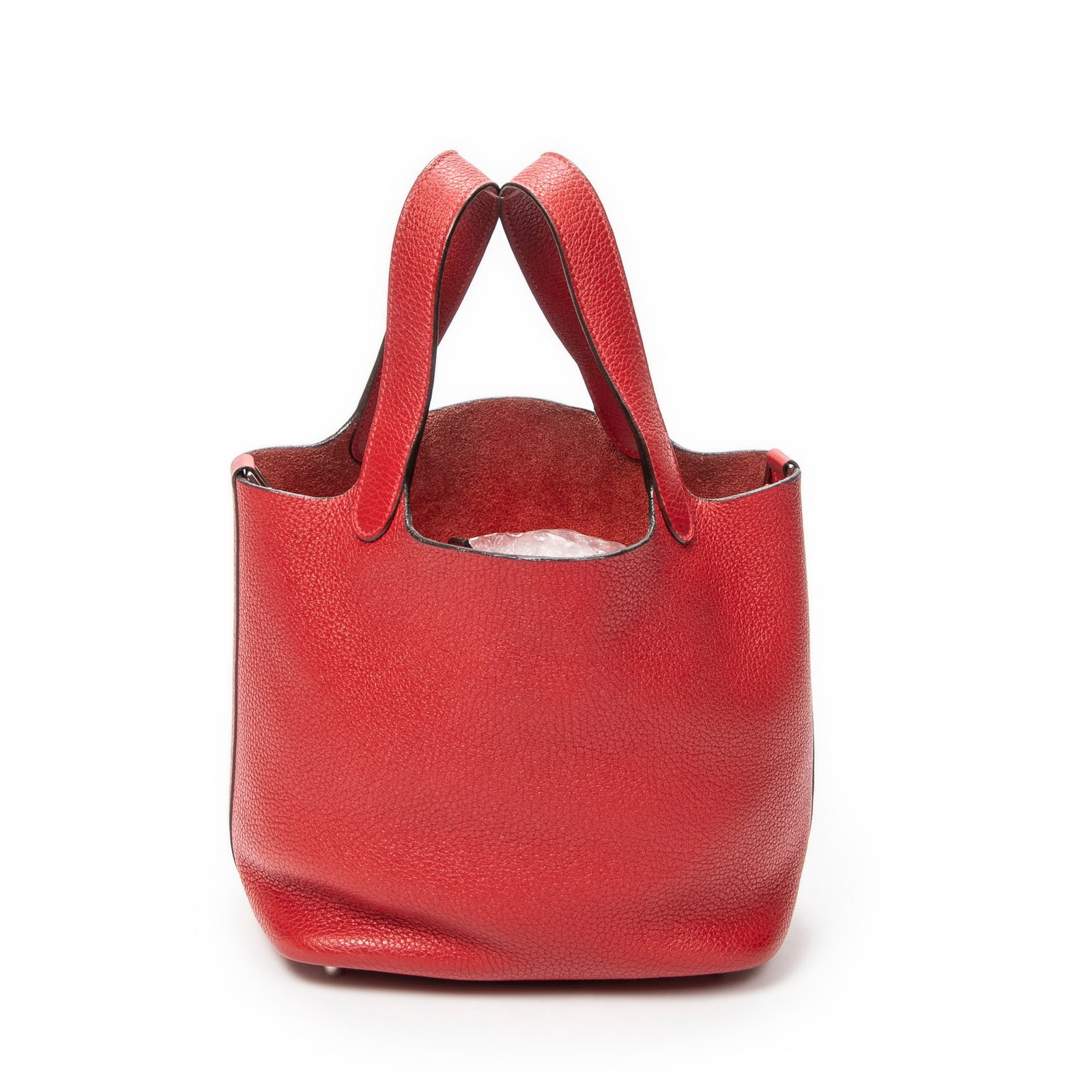 Hermes Picotin PM in Rouge Pivoine Clemence Leather: Genuine Pre-Owned Hermes Picotin PM in Rouge Pivoine Clemence Leather made in France in A condition. Date Code is A-BS-005-ZB (2017) Measurements: 18*19*13.5cm (Length * Height * Width). This lot incl