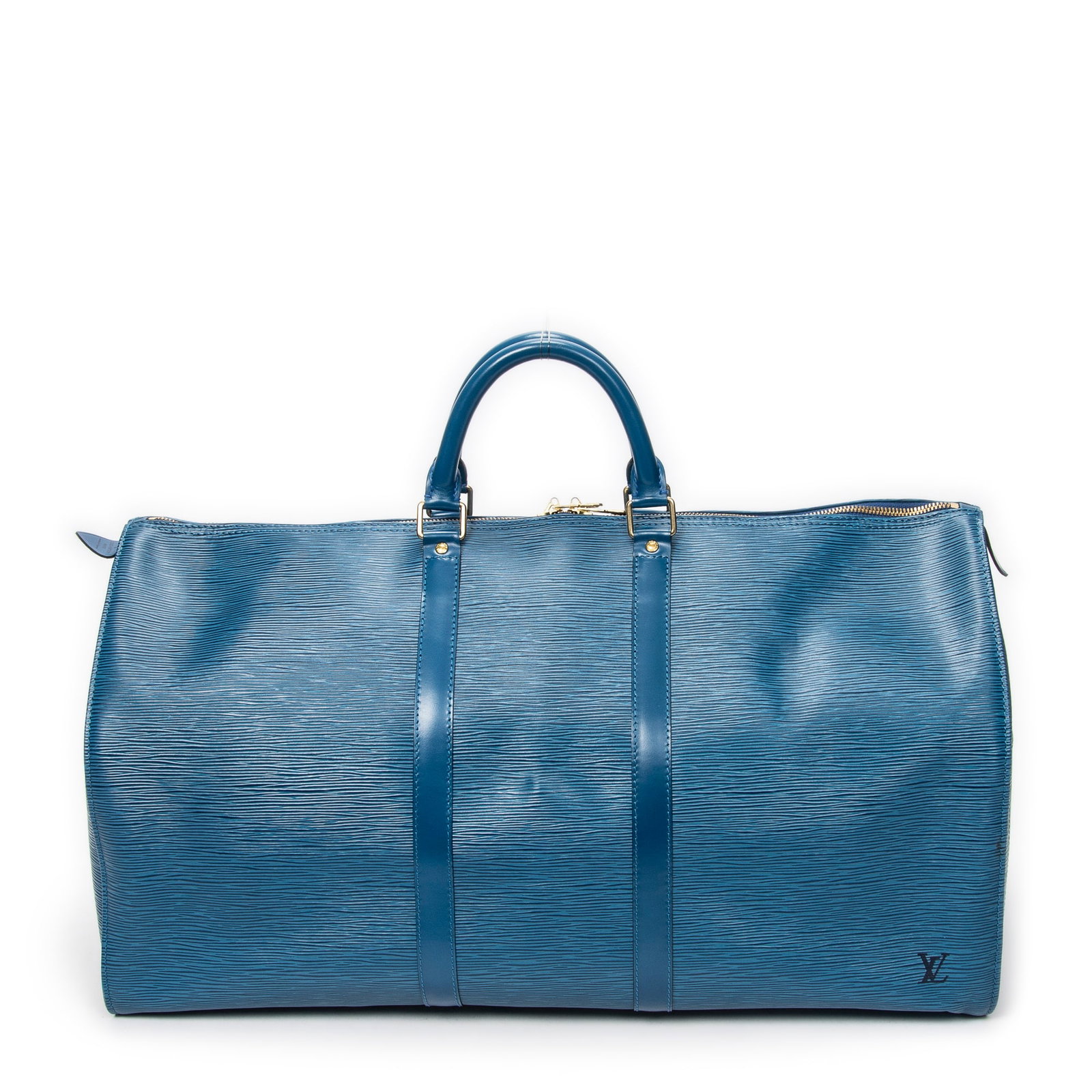 Louis Vuitton Keepall 55 in Blue Epi: Genuine Pre-Owned Louis Vuitton Keepall 55 in Blue Epi made in France in A condition. Date Code is VI1904 (October 1994) Measurements: 57*31*26cm (Length * Height * Width). This lot includes a certifi