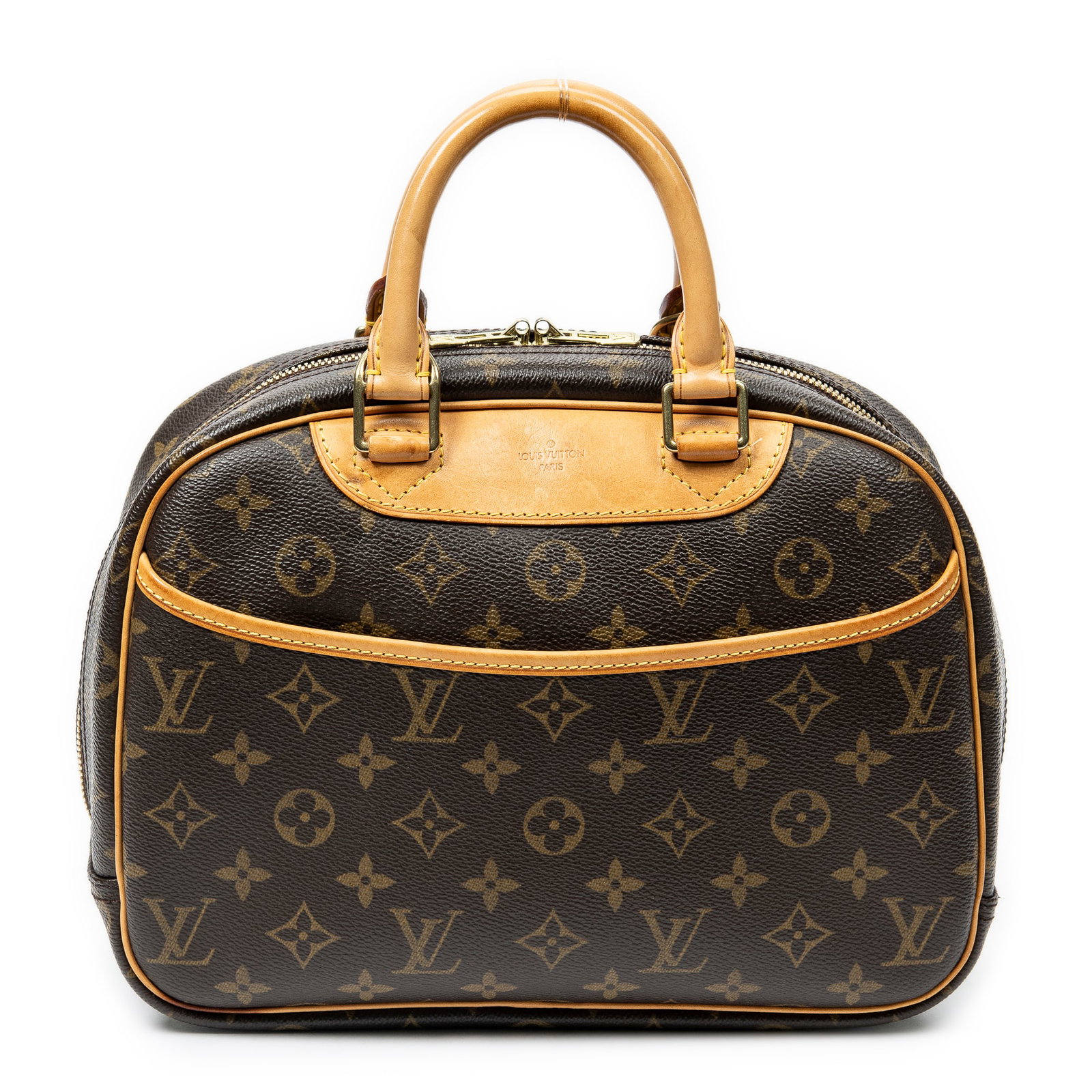 Louis Vuitton Trouville in Brown Monogram Canvas: Genuine Pre-Owned Louis Vuitton Trouville in Brown Monogram Canvas made in France in A condition. Date Code is BA0054 (May 2004) Measurements: 28*22*10cm (Length * Height * Width). This lot includes a