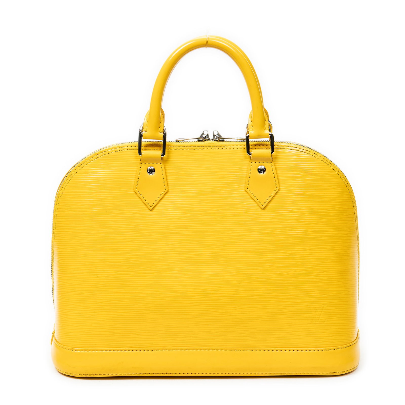 Louis Vuitton Alma PM in Yellow Epi: Genuine Pre-Owned Louis Vuitton Alma PM in Yellow Epi made in France in AB condition. Date Code is FL3172 (37th week of 2012) Measurements: 30*23*15cm (Length * Height * Width). This lot includes a ce