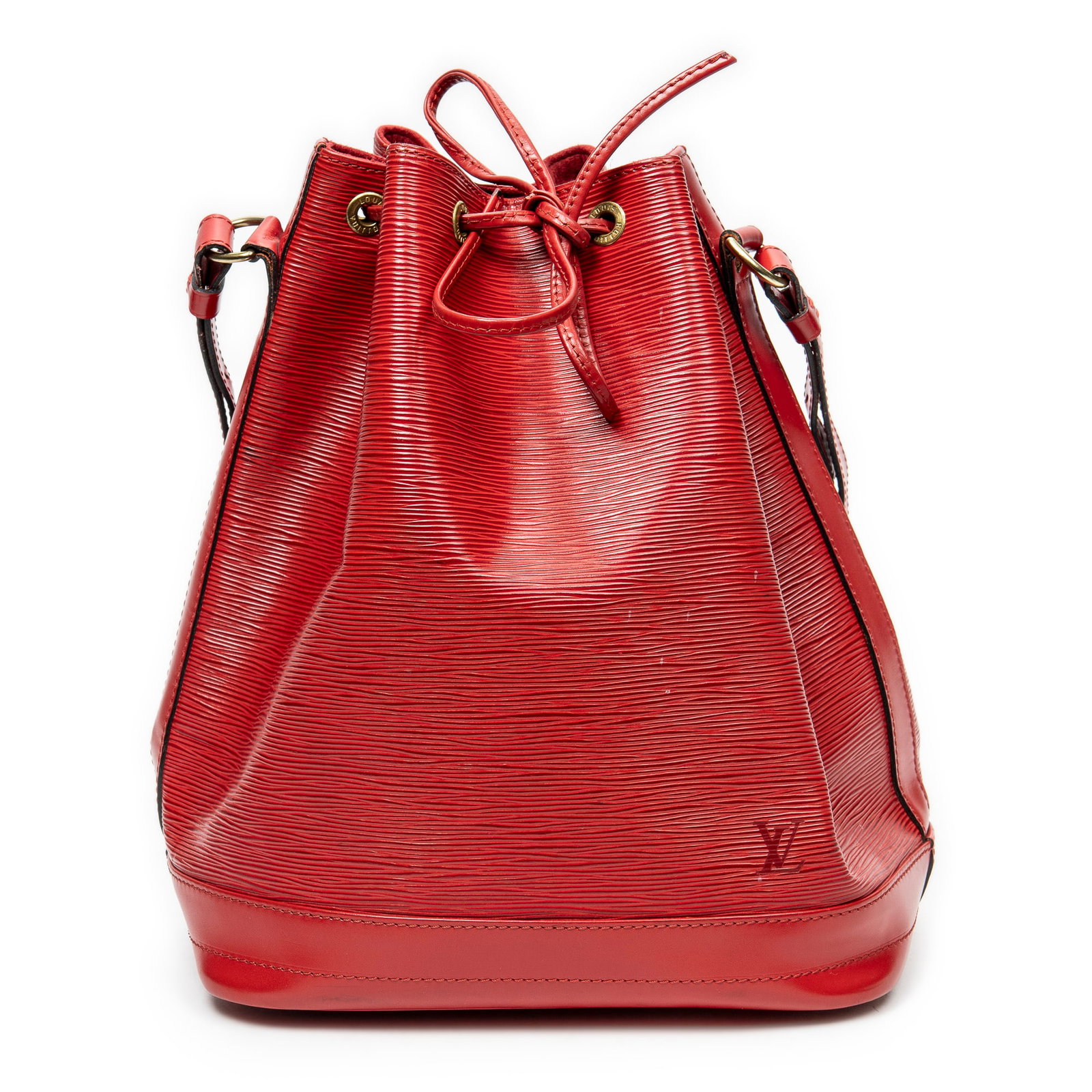 Louis Vuitton Noe GM in Red Epi: Genuine Pre-Owned Louis Vuitton Noe GM in Red Epi made in France in A condition. Date Code is AR1924 (December 1994) Measurements: 27*34*16cm (Length * Height * Width). This lot includes a certificate