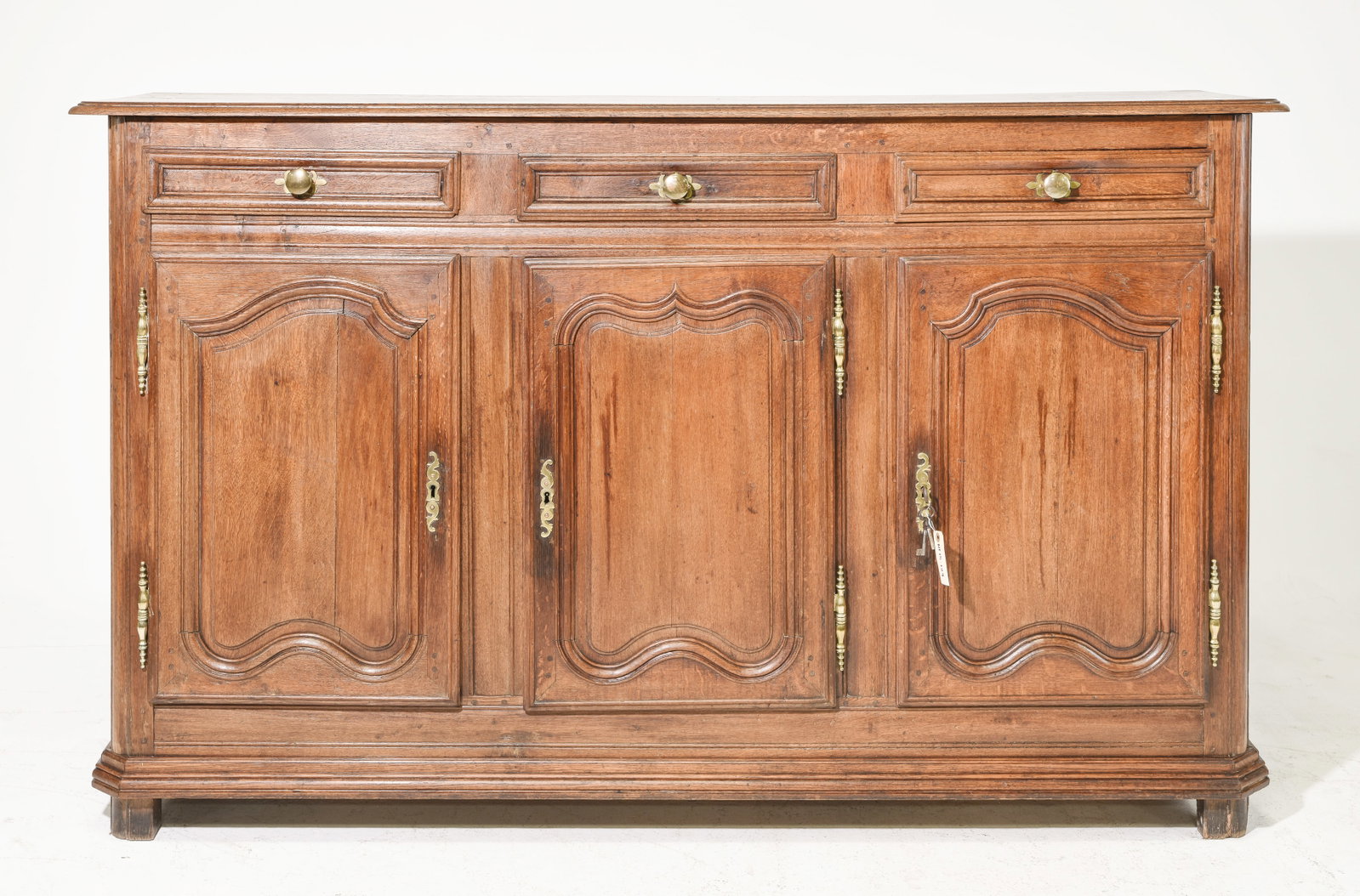 French Tall Oak Three Door Sideboard (1 of 7)