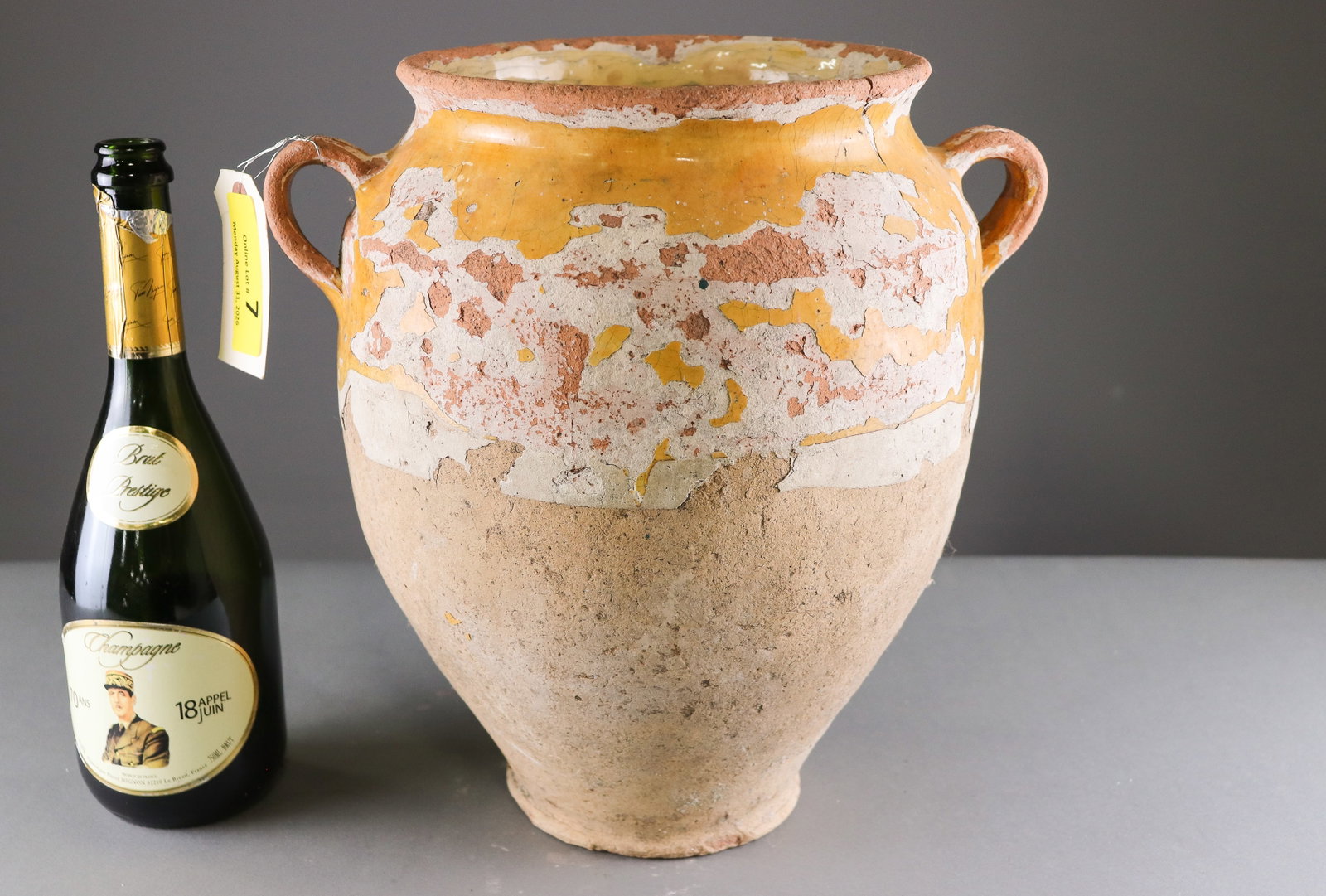 French Large Yellow Glazed Confit Pot #3: French Large Yellow Glazed Confit Pot - 13.5 in tall x 13.5 x 10.5