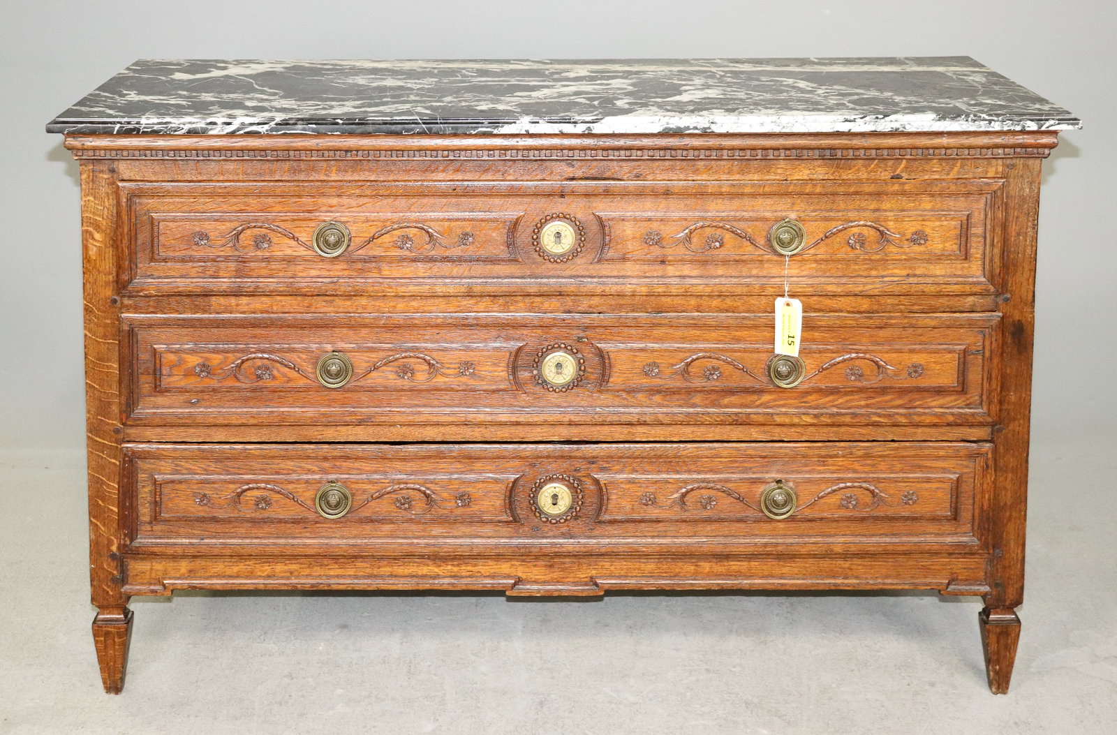 Louis XVI Style Marble Top 3 Drawer Chest (1 of 9)