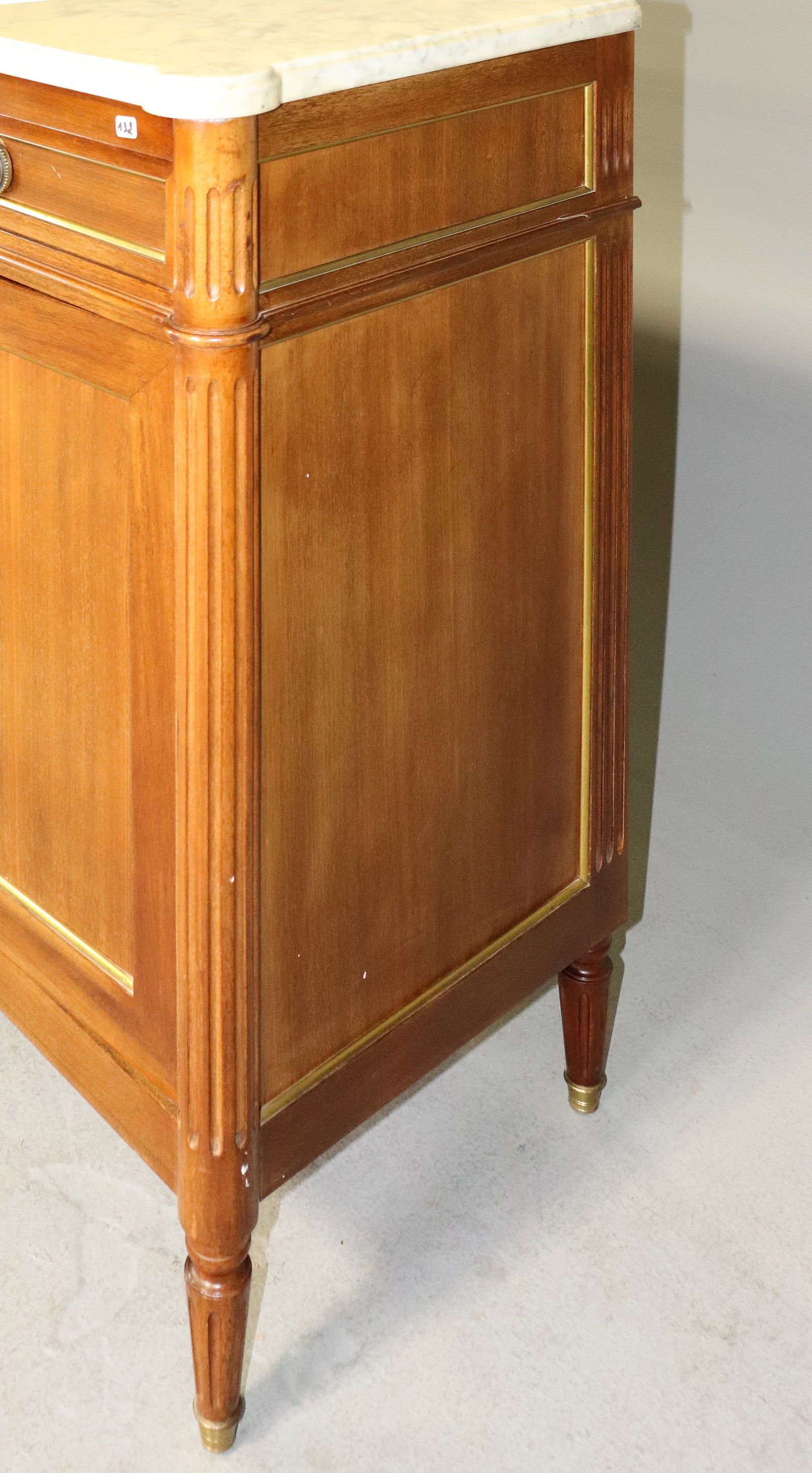 Louis XVI Style White Marble Top 4 Door Sideboard - 6
