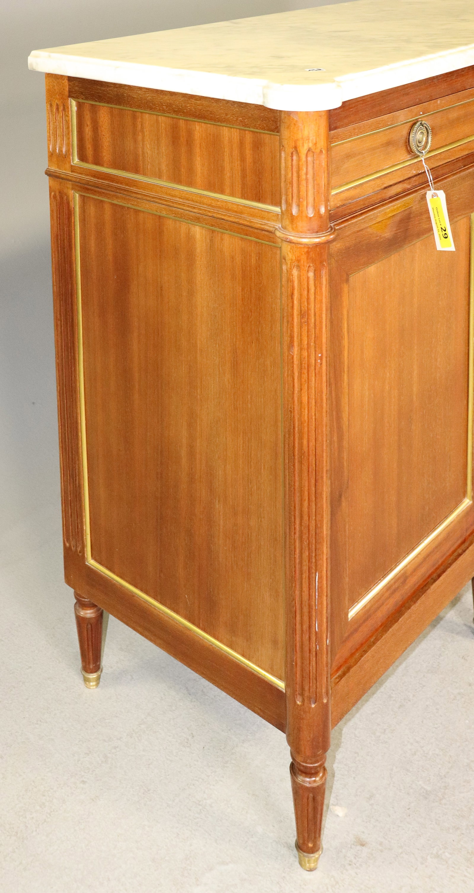 Louis XVI Style White Marble Top 4 Door Sideboard - 7