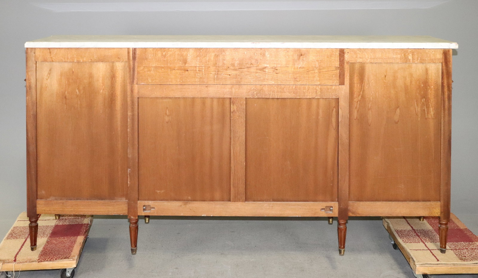Louis XVI Style White Marble Top 4 Door Sideboard - 8