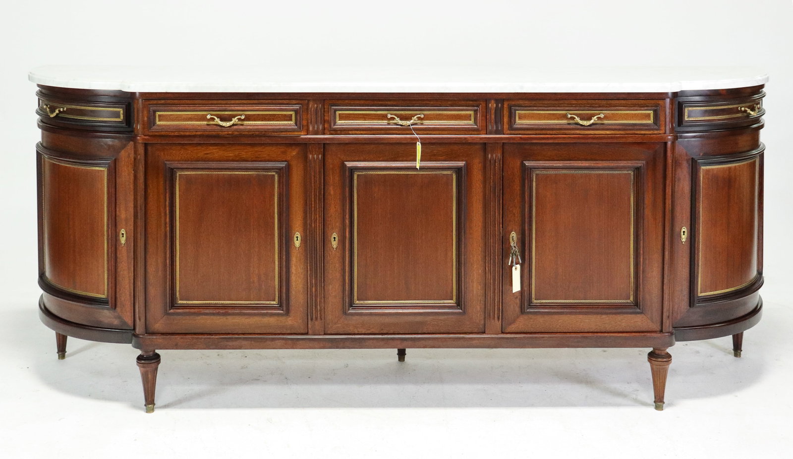 Louis XVI Style Curved White Marble Top Sideboard (1 of 8)