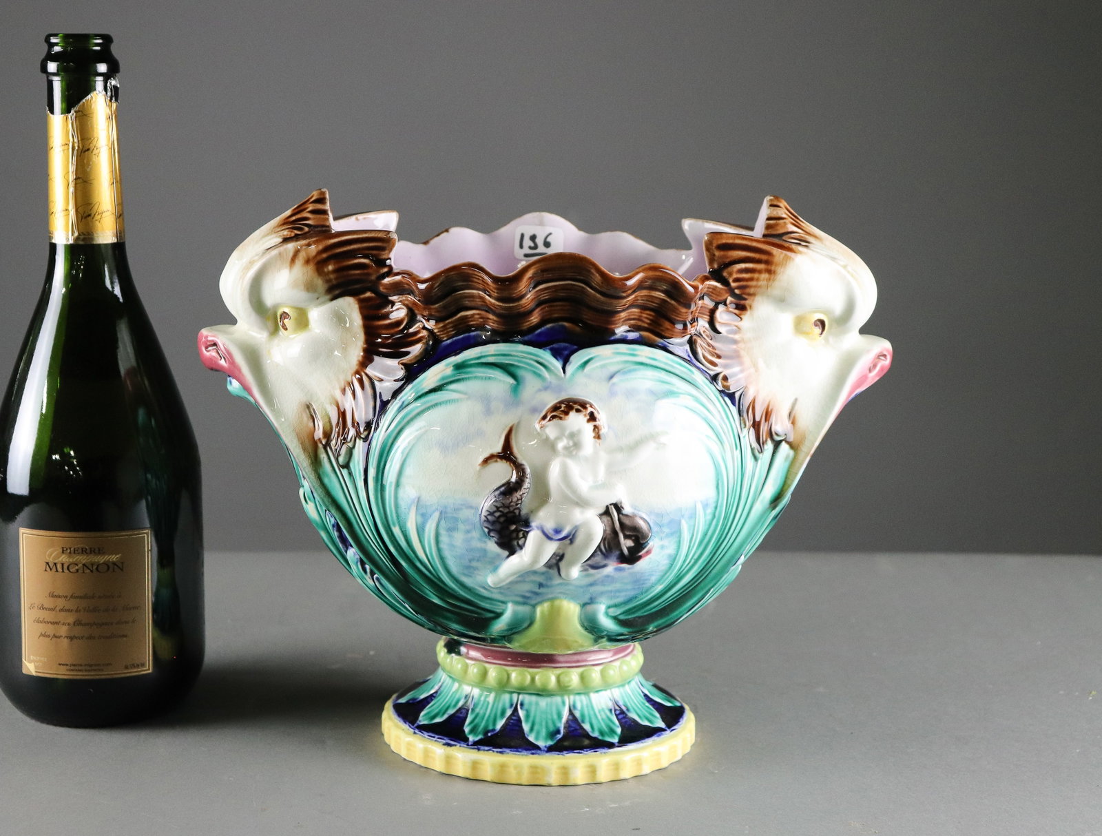 Onnaing Majolica Jardiniere / Planter #2: Onnaing Majolica Jardiniere / Planter - 9 in tall x 12 x 8