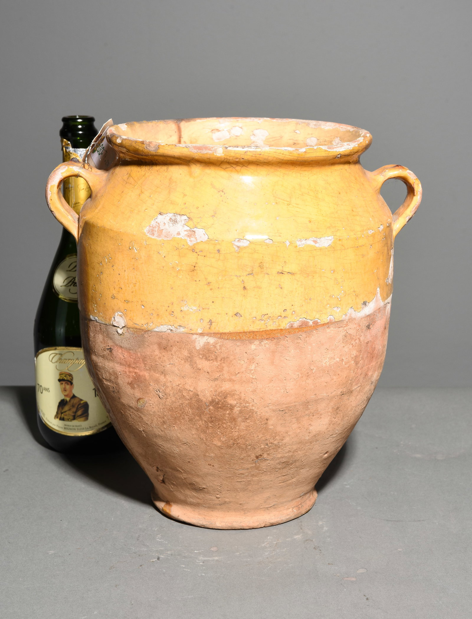 French Yellow Glazed Confit Pot #1: French Yellow Glazed Confit Pot - 12.5 in tall x 12.5 x 9.5