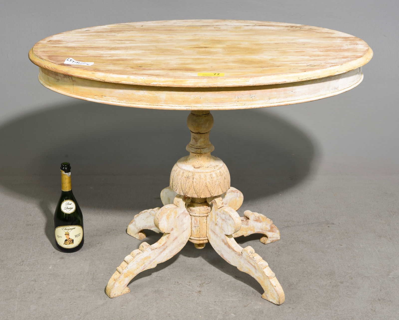 French Painted Oval Table: French Painted Oval Table - 28 in tall x 38 x 25