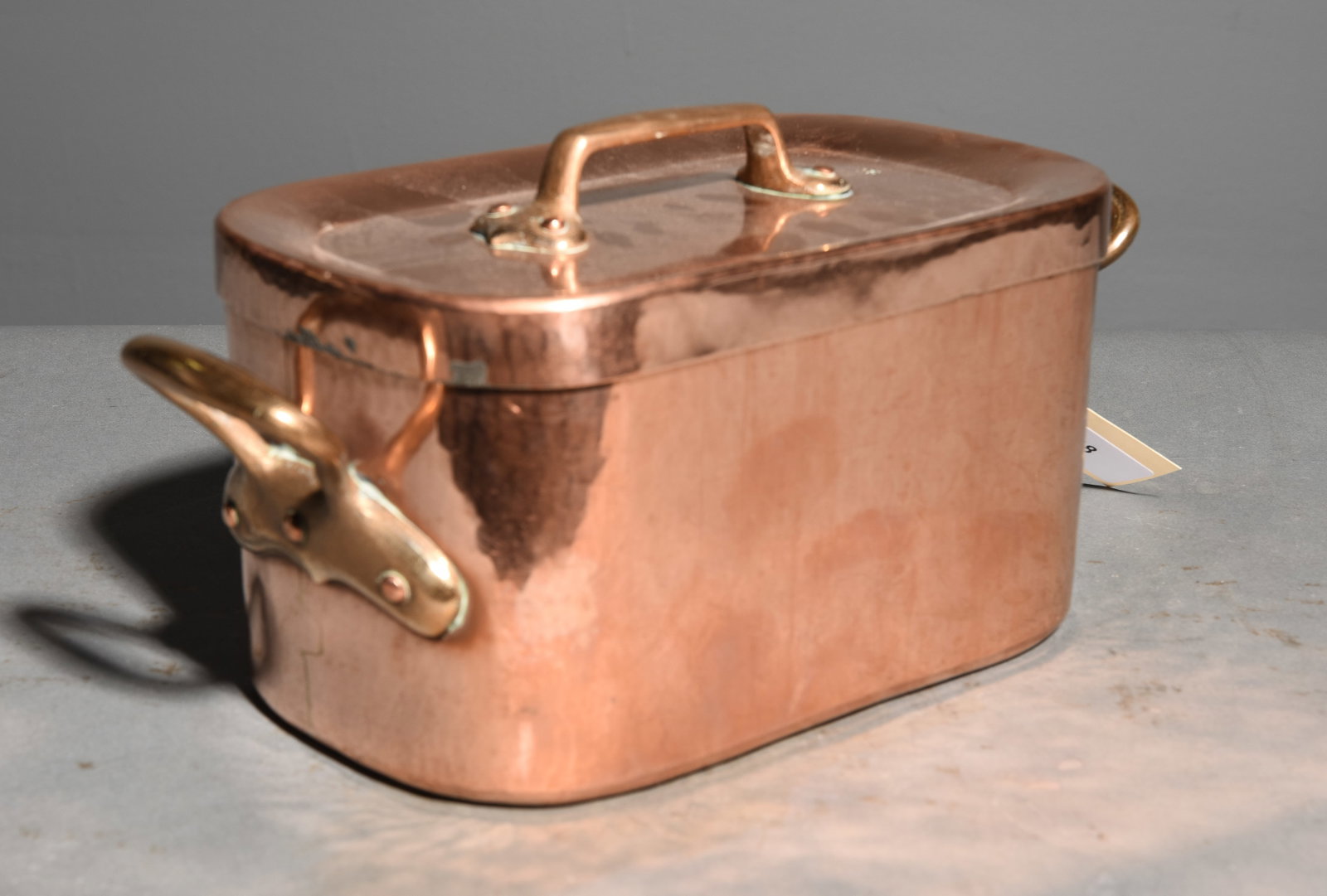French Small Copper Daubiere / Roasting Pot: French Polished Small Copper Daubiere / Roasting Pot with Lid - 7 in tall x 14 x 6.5