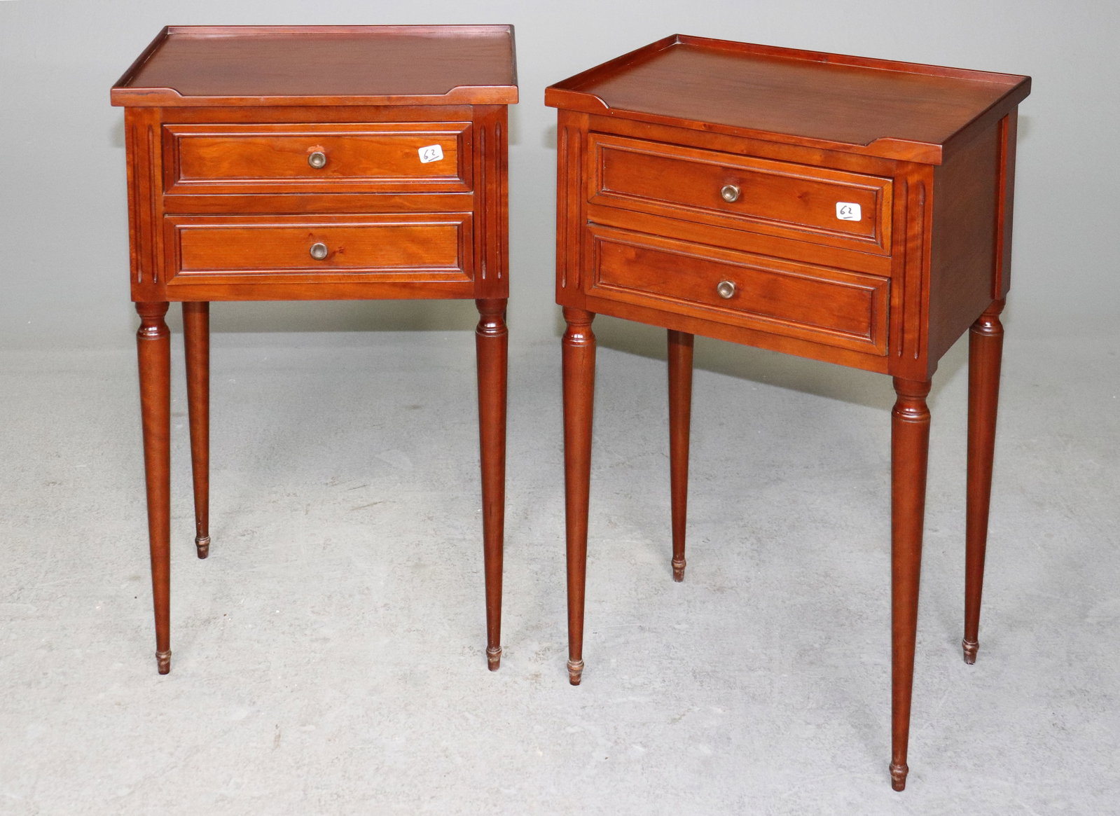 Pair of French Oak Louis XVI Style Nightstands: Pair of French Oak Louis XVI Style Nightstands - 26 in tall x 15 x 11.5