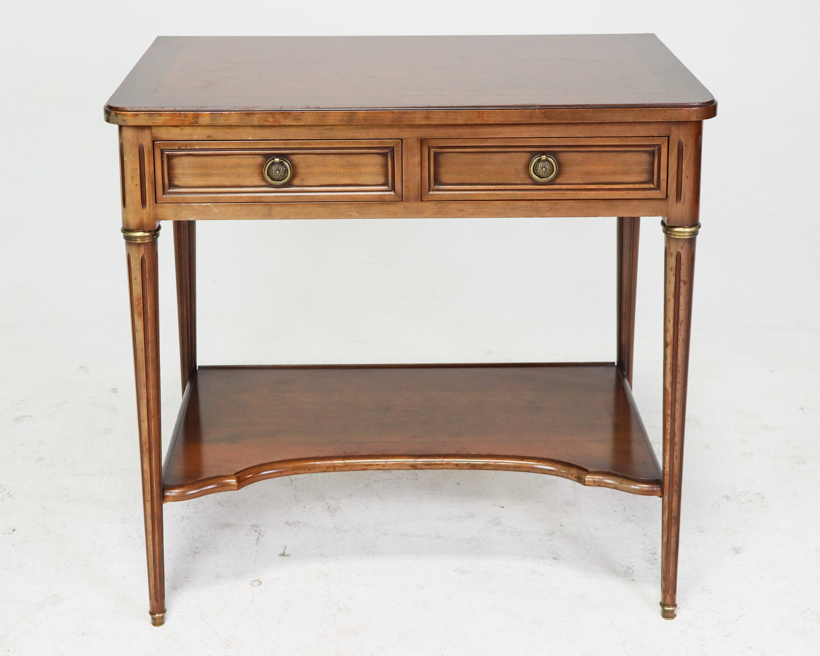 French Louis XVI Style Two Drawer Console Table in Oak: French Louis XVI Style Two Drawer Console Table in Oak - 30 in tall x 31.5 x 18
