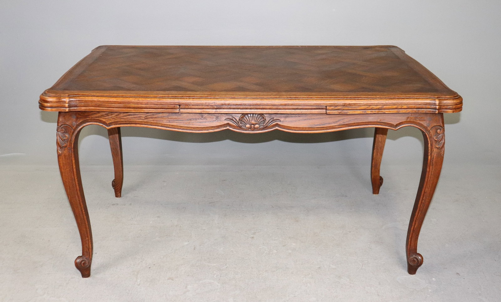 French Louis XV Style Oak Parquetry Dining Table (1 of 4)