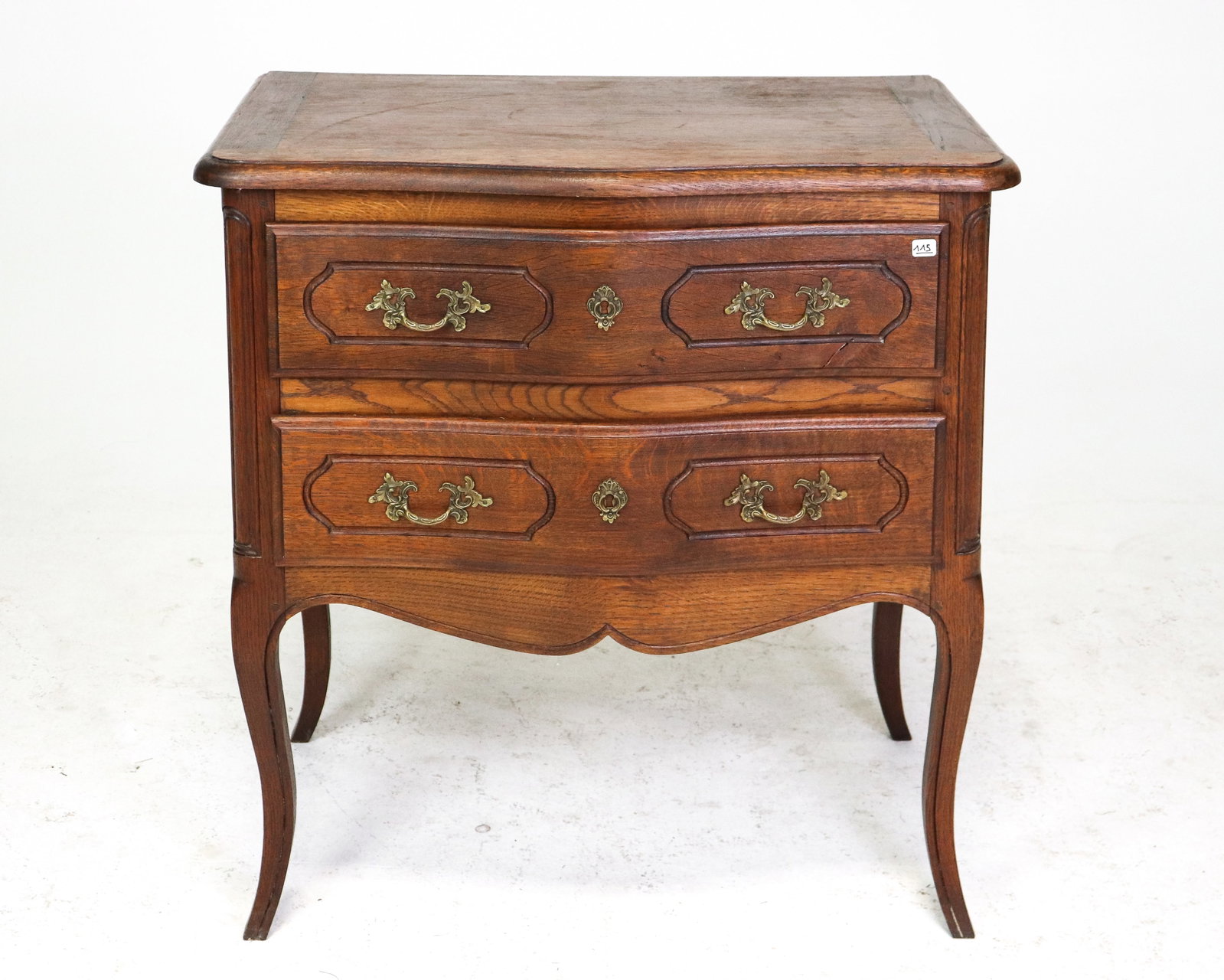 French Louis XV Style Oak Two Drawer Commode (1 of 5)
