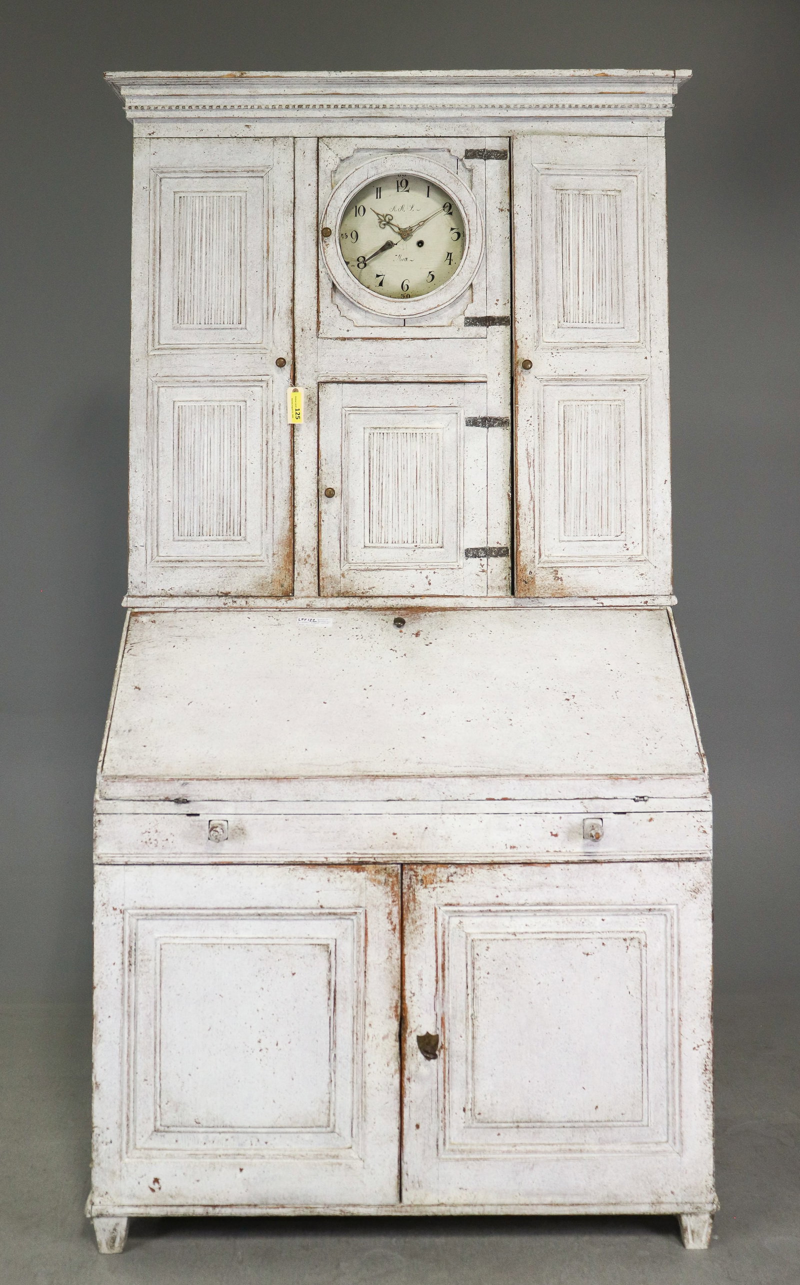 Antique Swedish Painted Clock Secretary Cabinet (1 of 7)