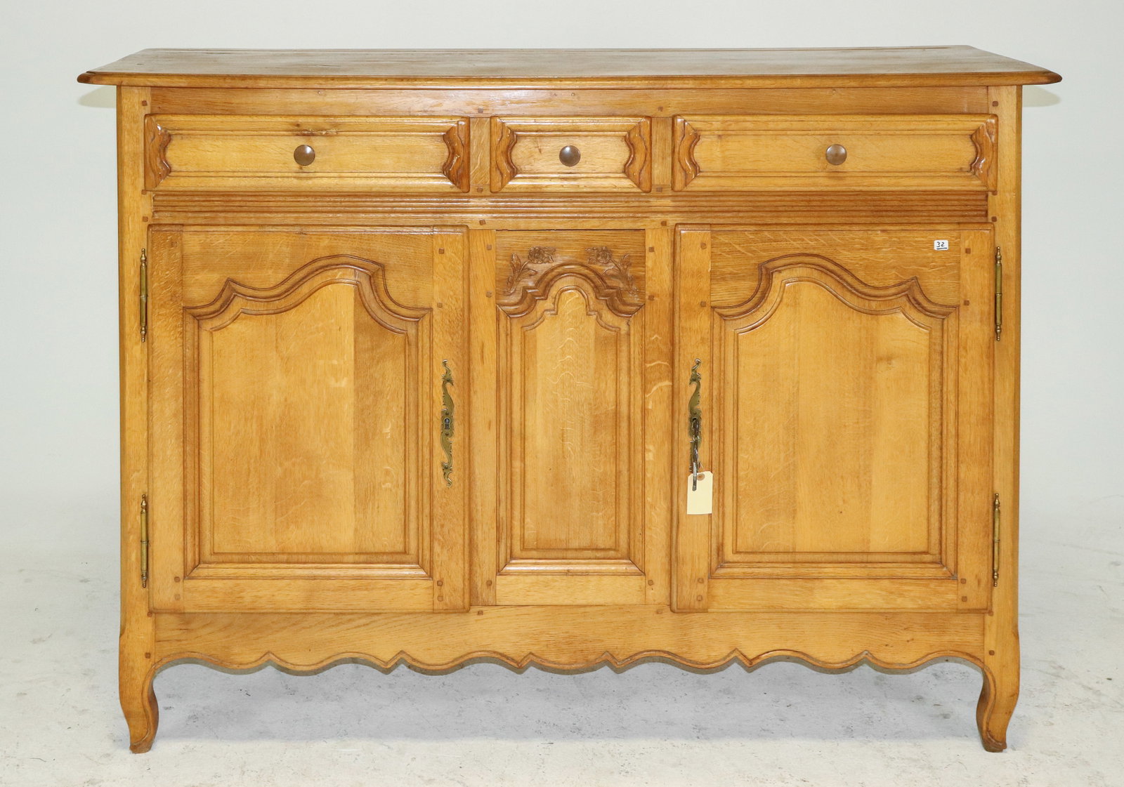 French Louis XV Style Oak 3 Door Buffet Sideboard (1 of 7)