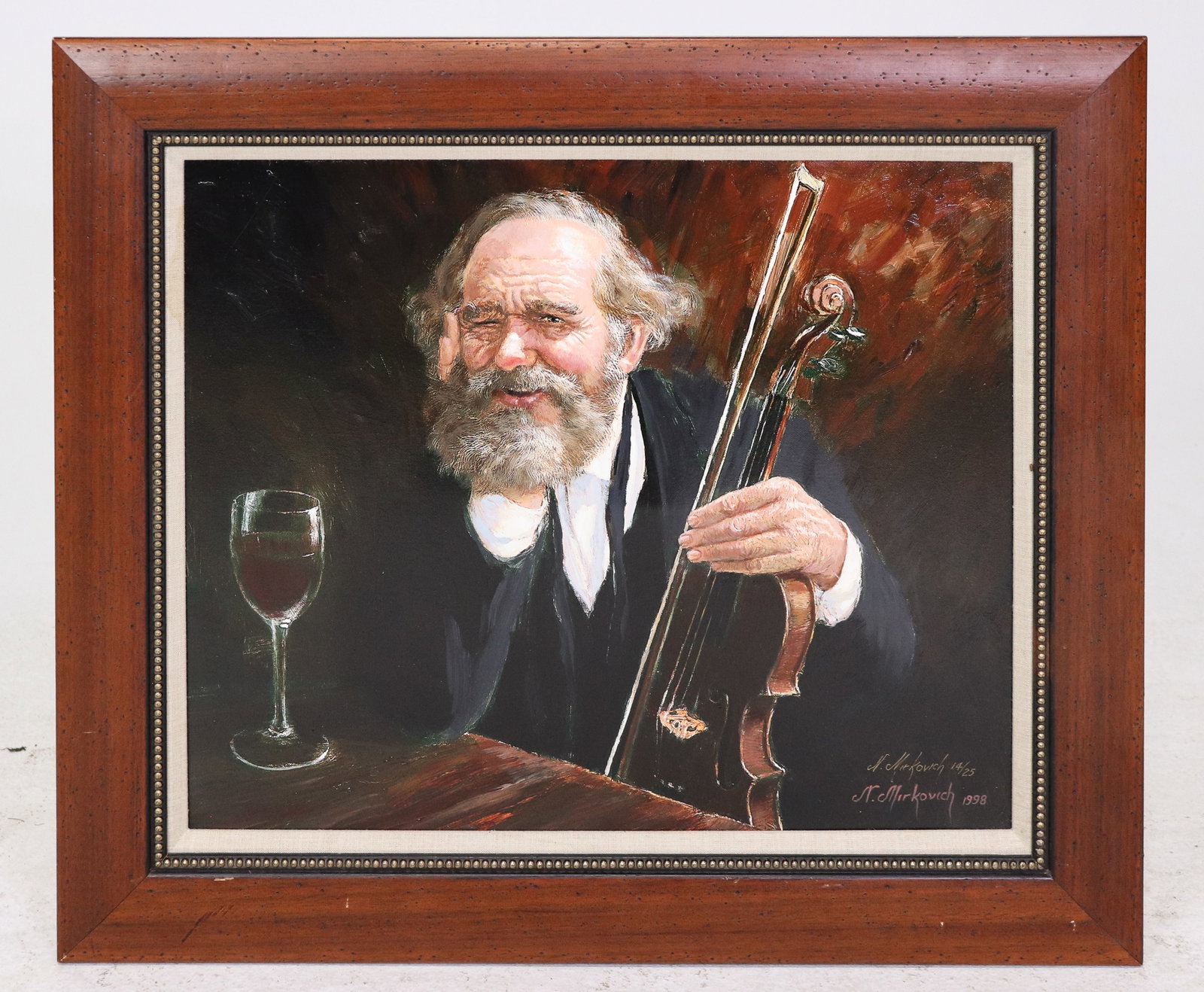 N. Milkovich Signed & Numbered Cellist Oil Painting 1998 (1 of 4)