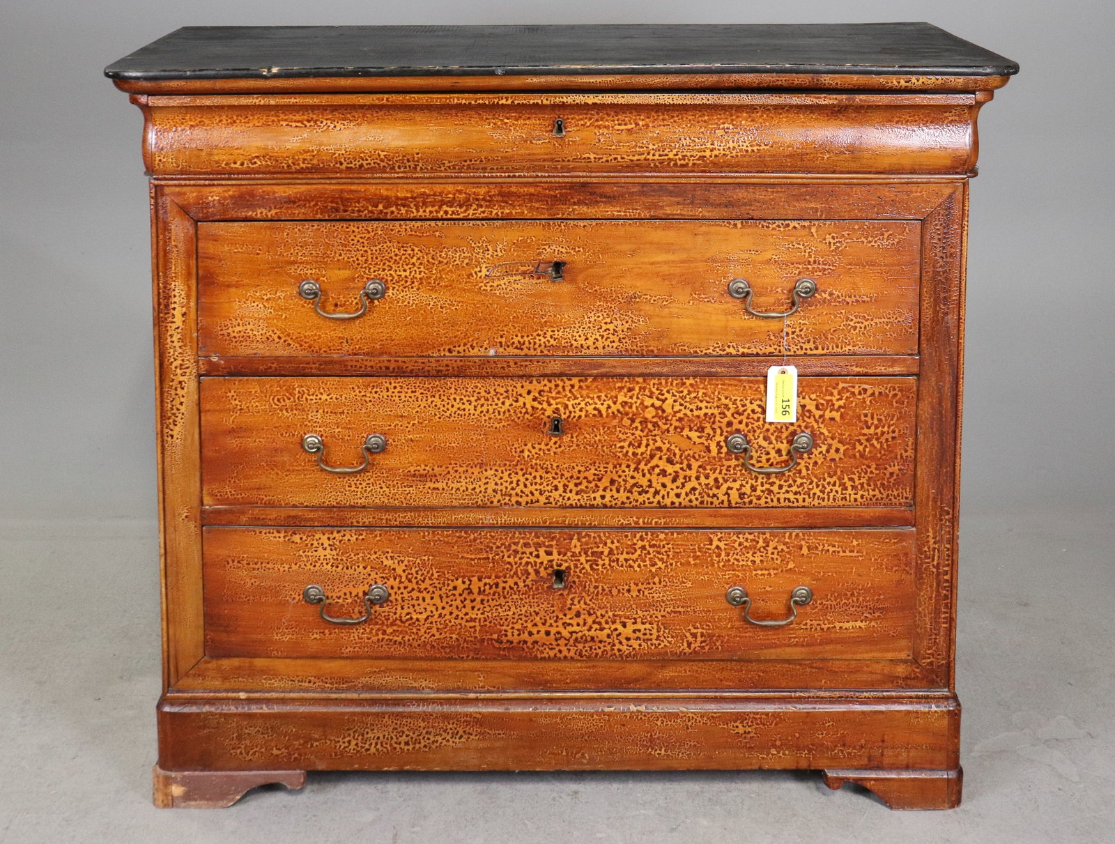 19th C. French Louis Philippe Burl Walnut 4-Drawer Commode (1 of 10)