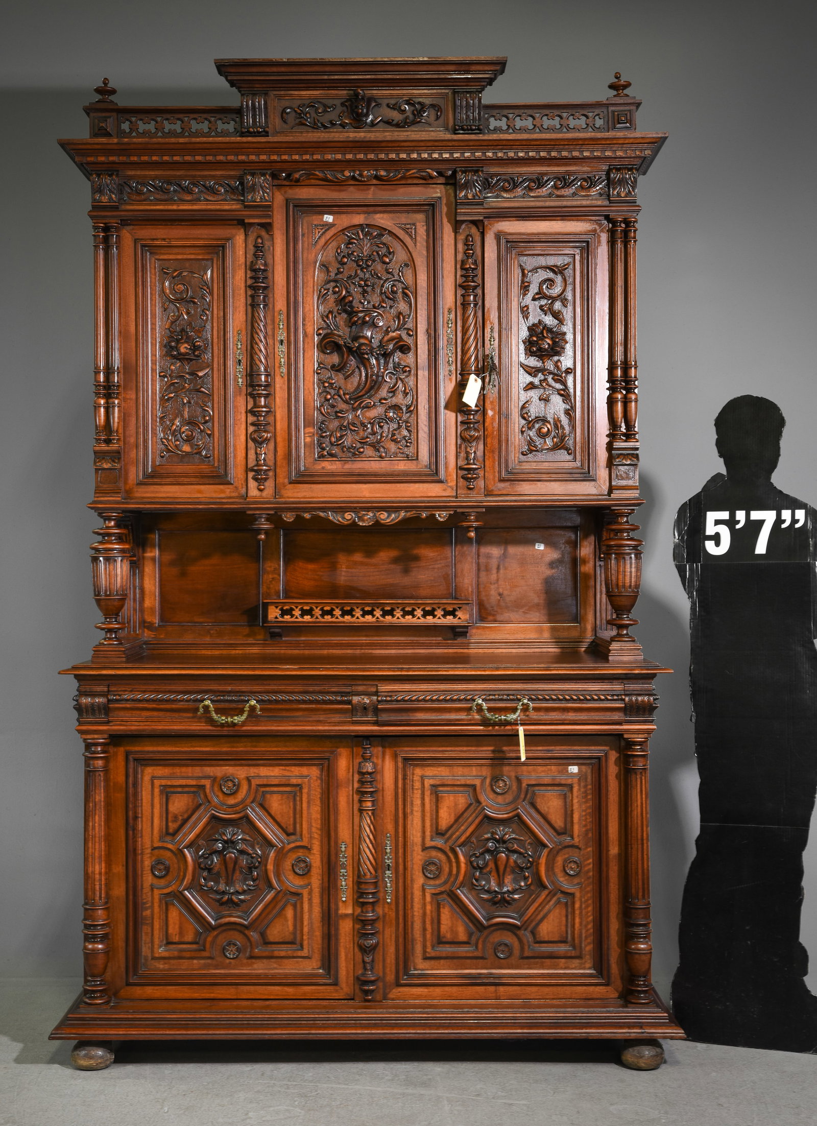 Renaissance Style Finely Carved Walnut Double Buffet (1 of 10)
