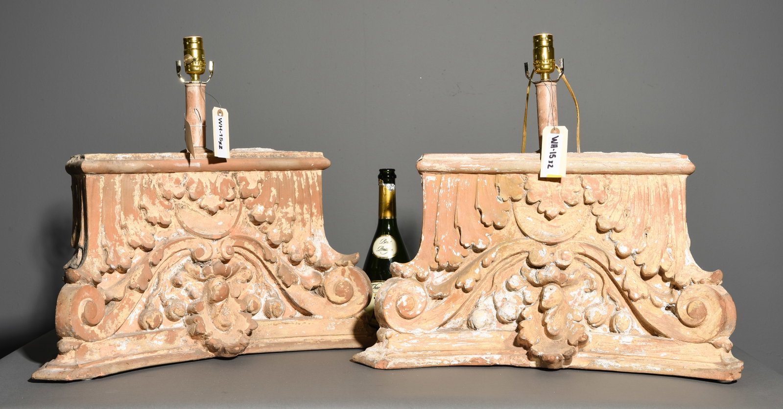 2 Architectural Style Terracotta / Stone Corbel Lamps (1 of 4)