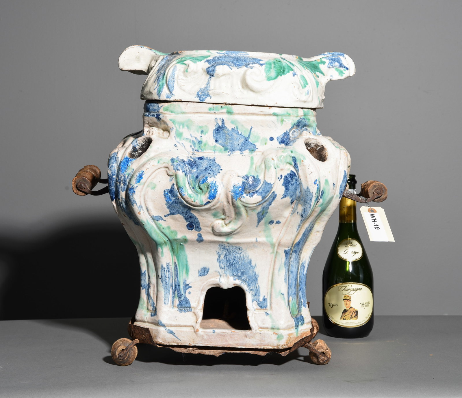 Antique Continental Faience Portable Stove (1 of 6)