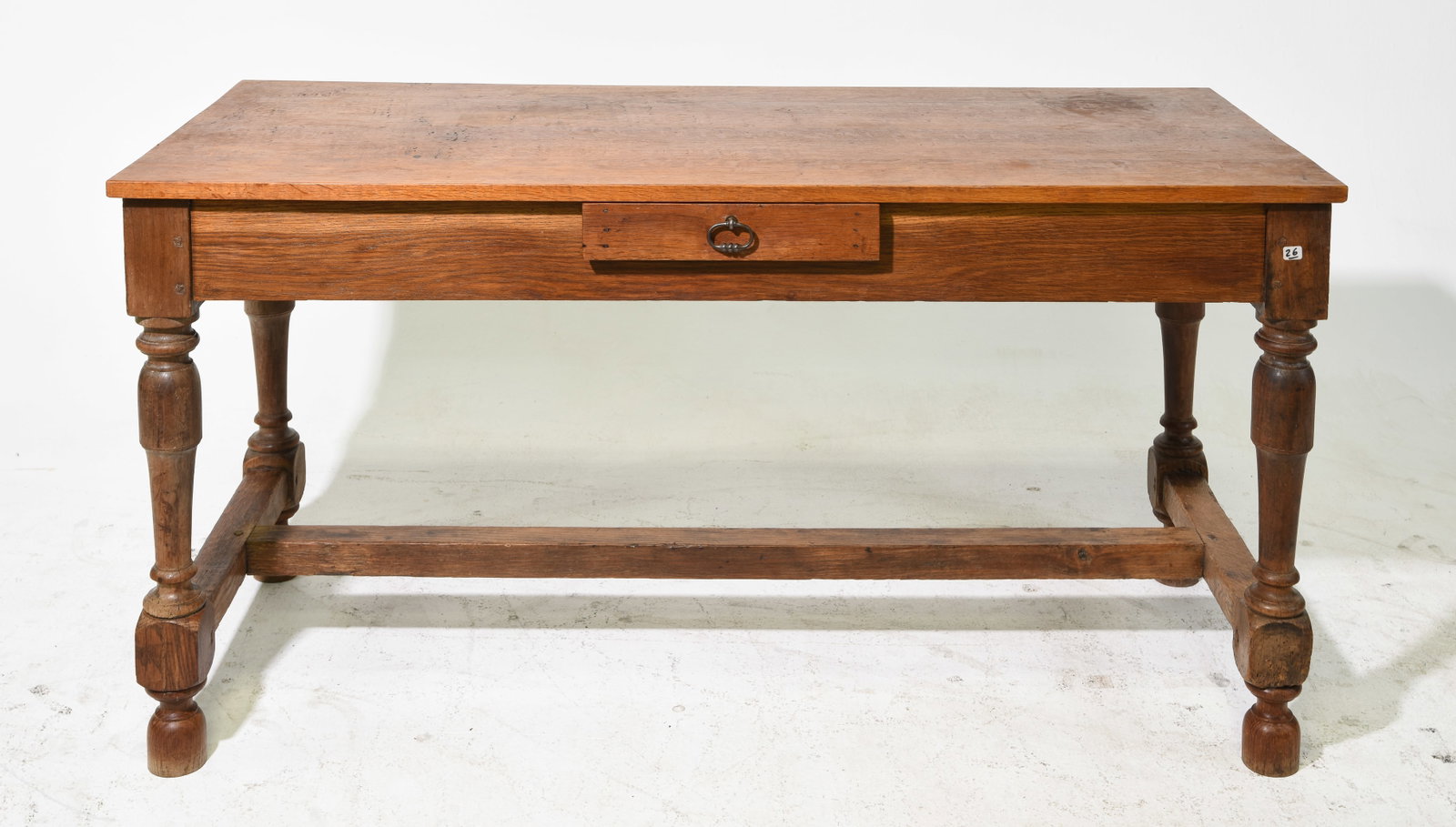 French Turned Leg Farmhouse Table with Drawer (1 of 6)