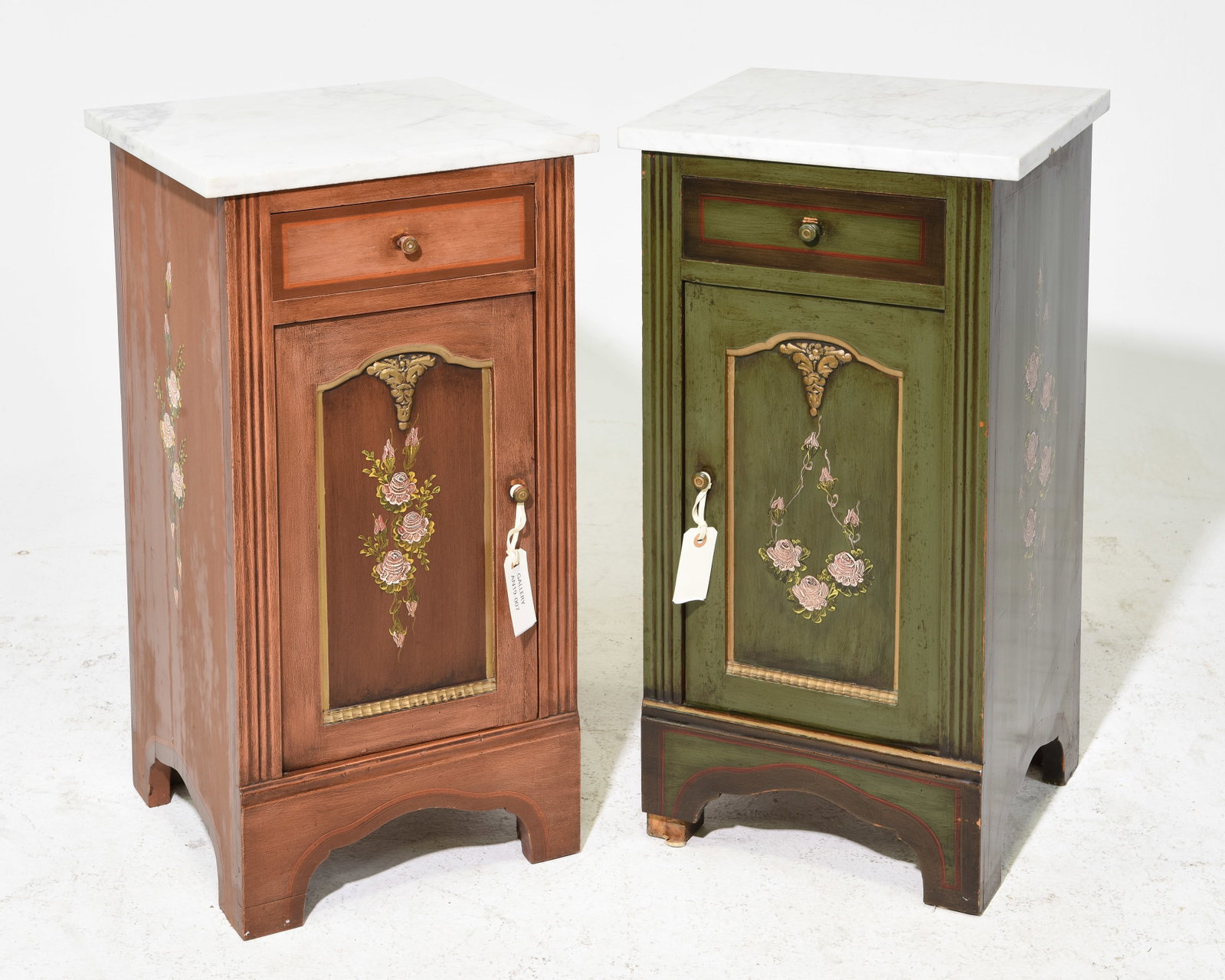 2 Danish White Marble Top Painted Occasional Cabinets (1 of 6)