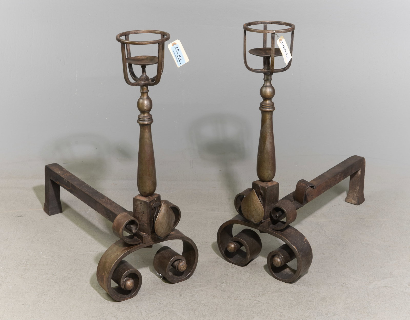 French Pair of Heavy Iron Andirons / Firedogs (1 of 5)