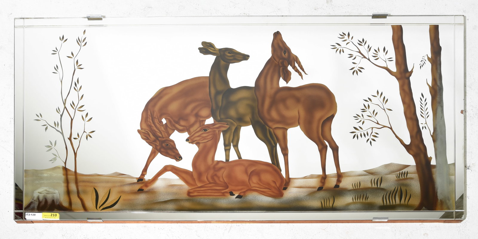 French Large Unframed Mirror with Deer (1 of 6)