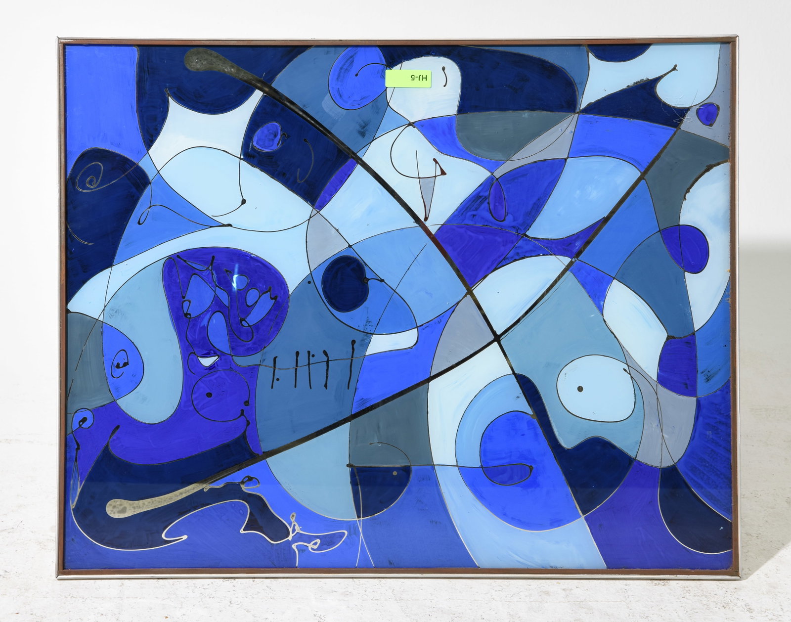 Abstract Expressive Monochrome & Vibrant Aquatic Tone Art: Abstract Expressive Monochrome & Vibrant Aquatic Tone Art on Glass - 31.5 in tall x 39.5 x 1.25 - This is signed