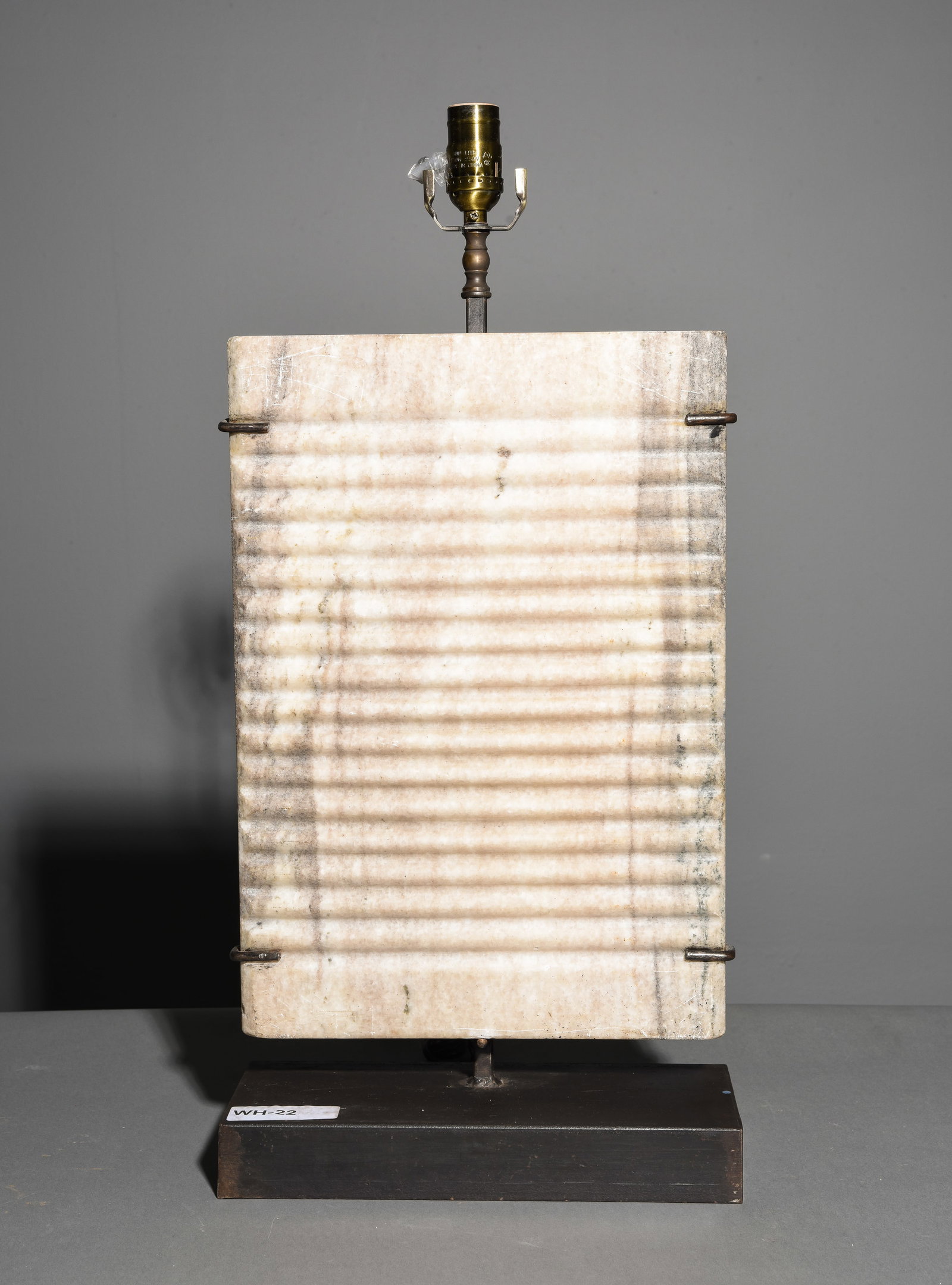 Modern Carved Ridged Stone Lamp: Modern Carved Ridged Stone Lamp - 26 in tall x 12 x 5