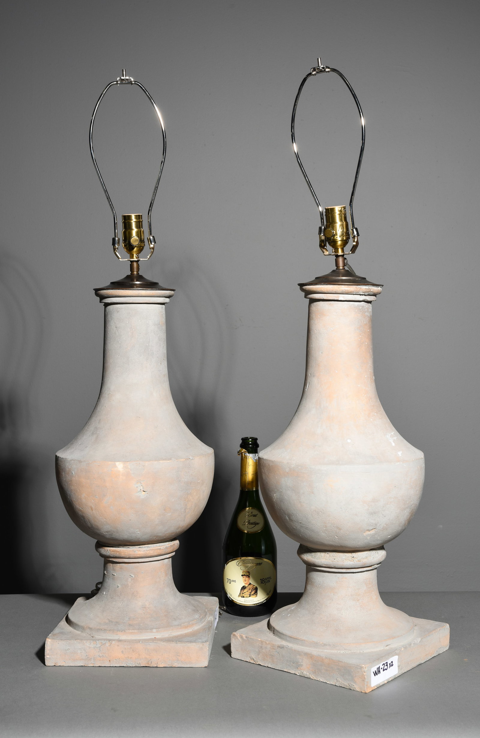 Modern Pair of American Wired Lamps: Modern Pair of American Wired Lamps - 35 in tall x 9.25 x 9.25 each