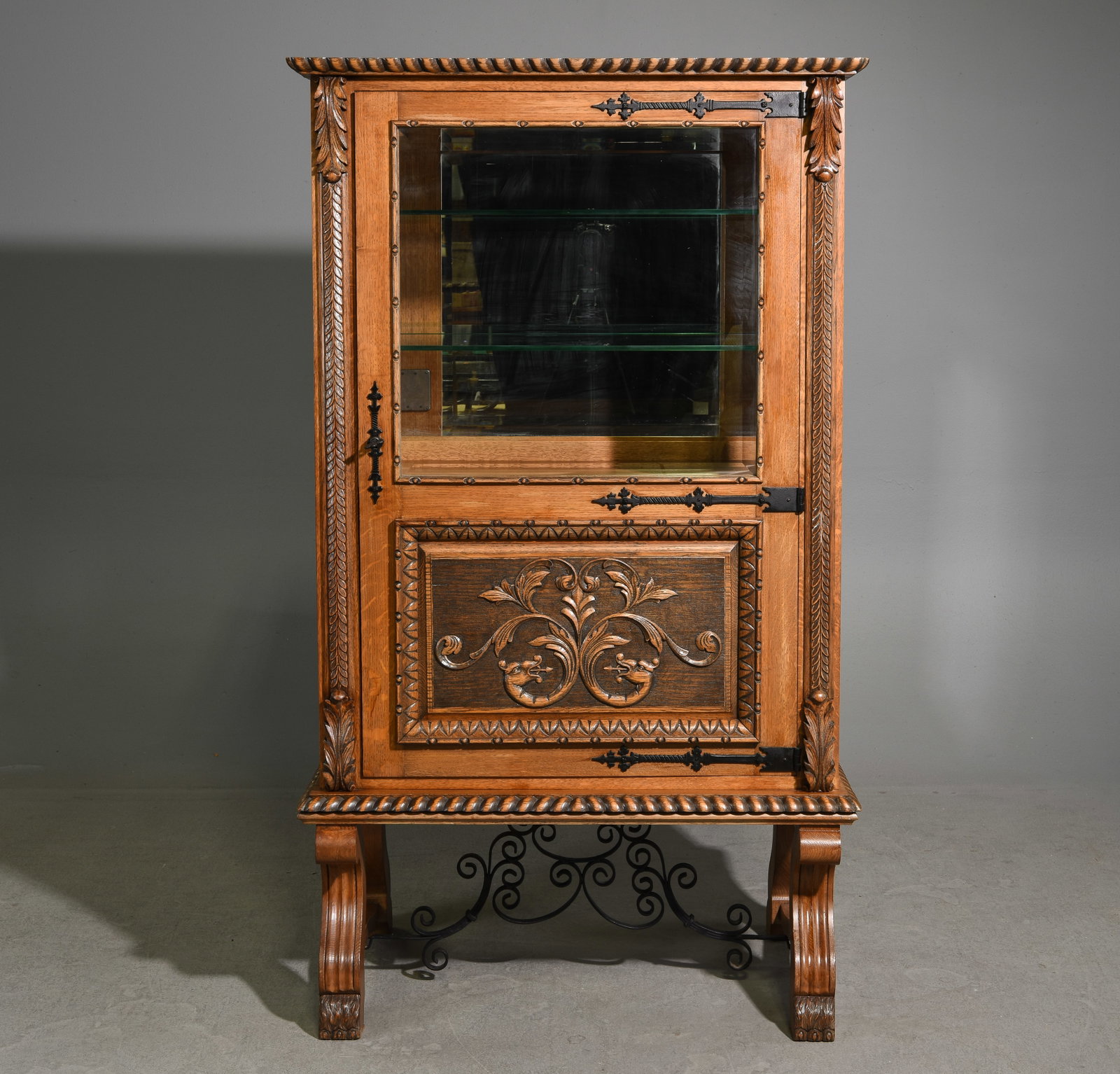 Renaissance Style Carved Oak Showcase (1 of 5)