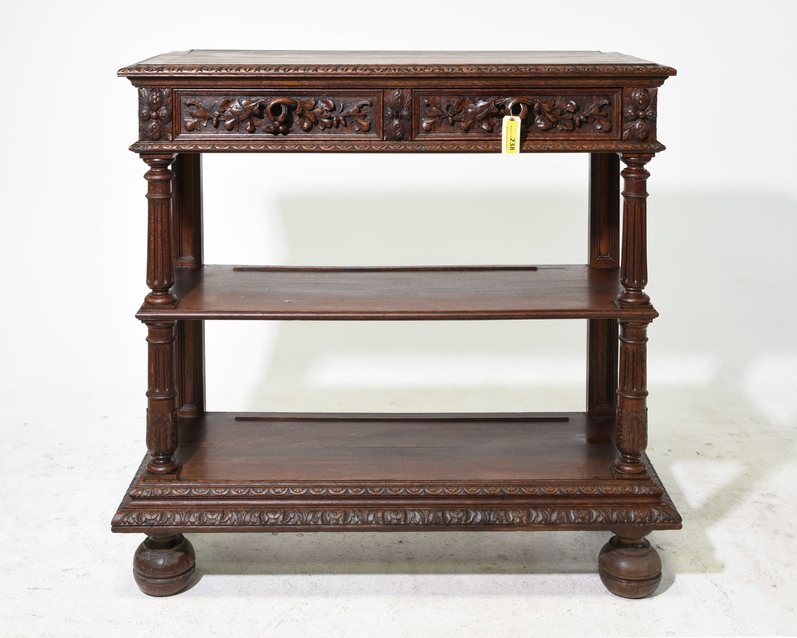 French Carved Oak Lift Top Three Tier Server (1 of 8)