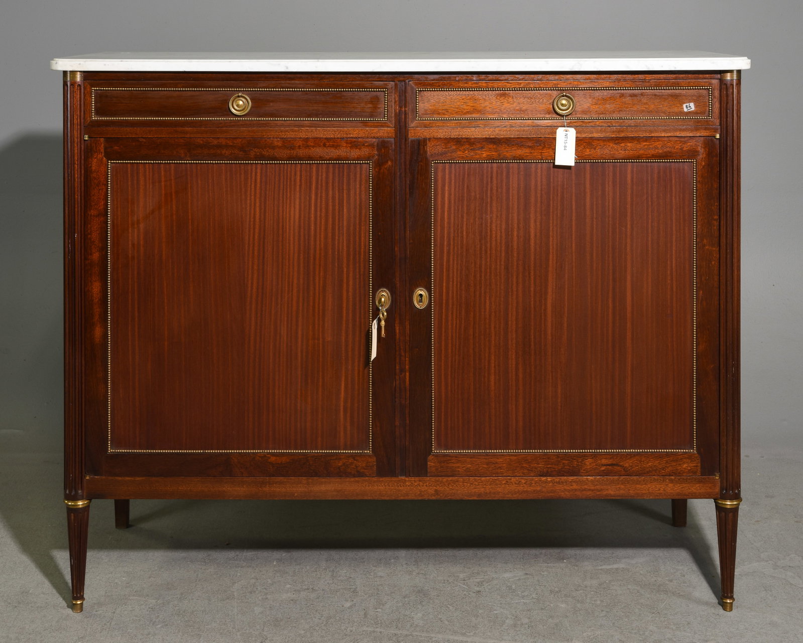 Louis XVI Style White Marble Top Tall Sideboard (1 of 7)