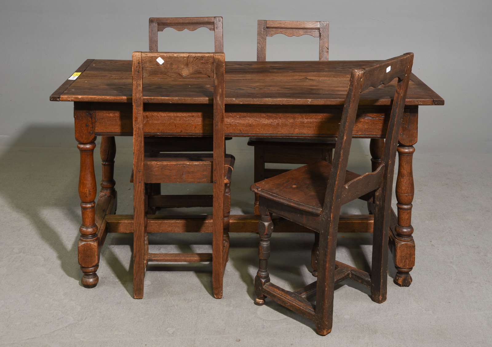 French Rustic Oak Table & Four Chairs (1 of 6)