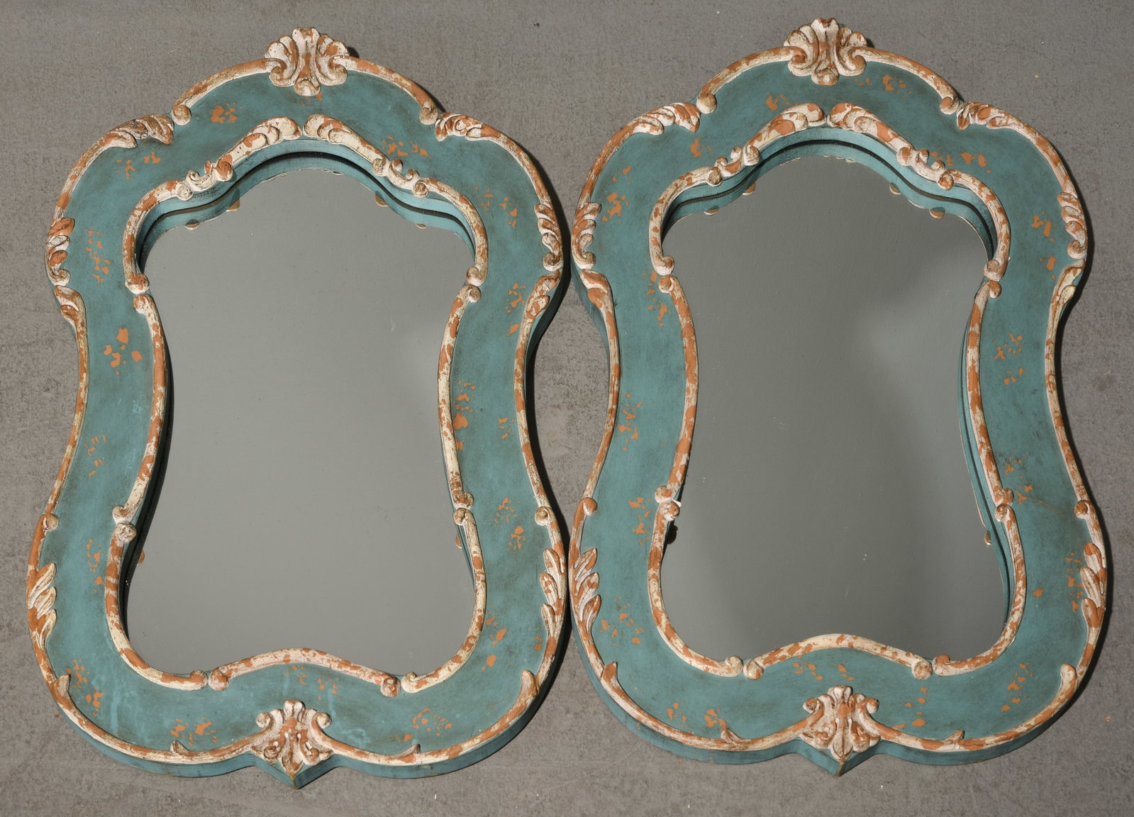 2 Italian Style Blue Distress Painted Mirrors (1 of 4)