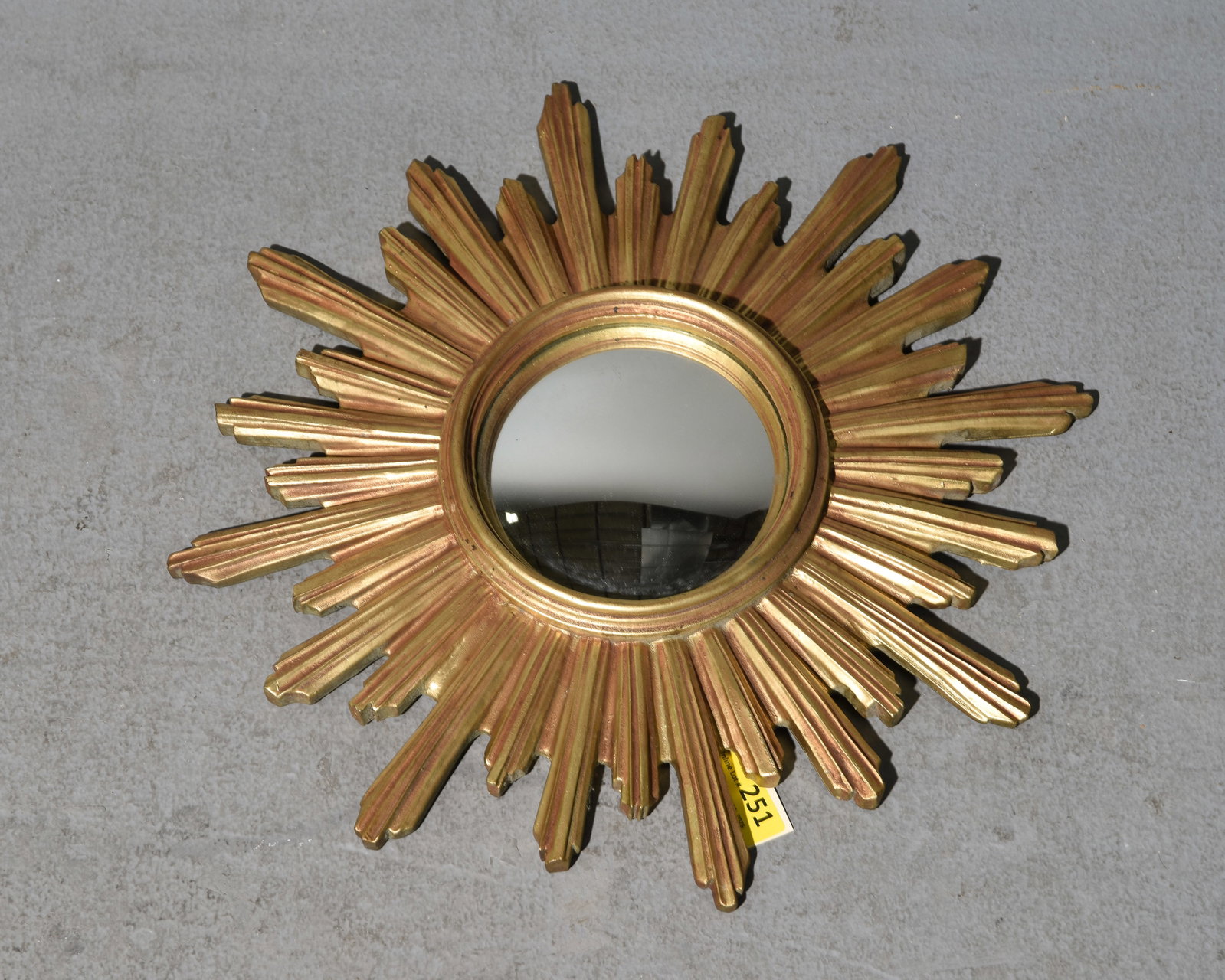 French Gold Burst Framed Mirror: French Gold Burst Framed Mirror - 21.5 inch diameter by 2 inches deep