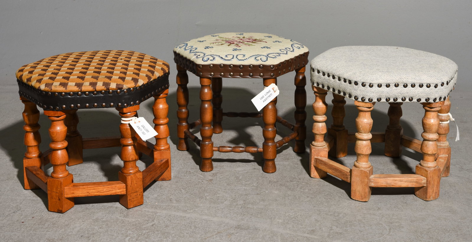 3 Danish Upholstered Foot Stools (1 of 4)