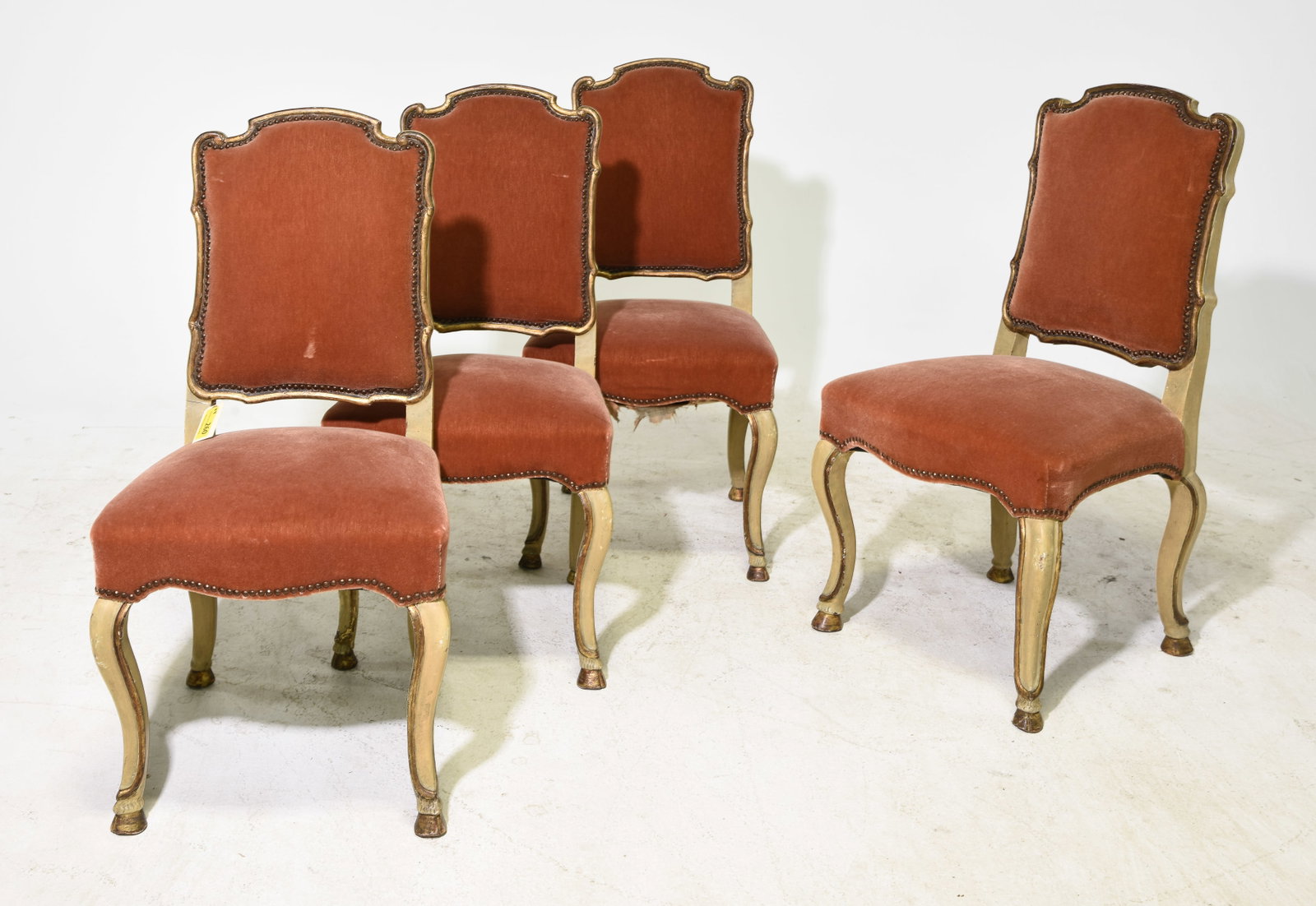 Italian Style Set of 4 Painted Dining Chairs: Italian Style Set of 4 Painted Dining Chairs - 37.5 in tall x 19.5 x 19 each with a seat height of 18 inches