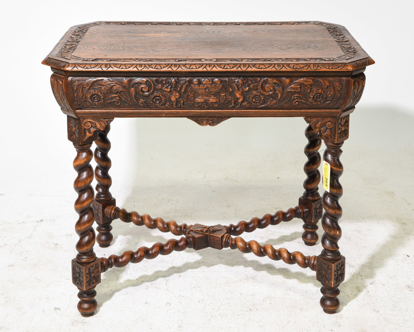 Louis XIII Style French Twist Writing Table: French Louis XIII Style French Twist Writing Table - 30 in tall x 36 x 23, Floor to apron is 22 inches