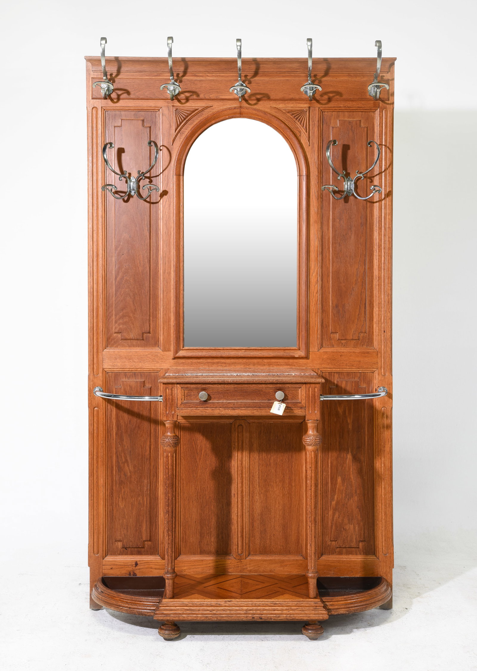Louis XVI Style Oak Mirror Back Hall Stand (1 of 5)